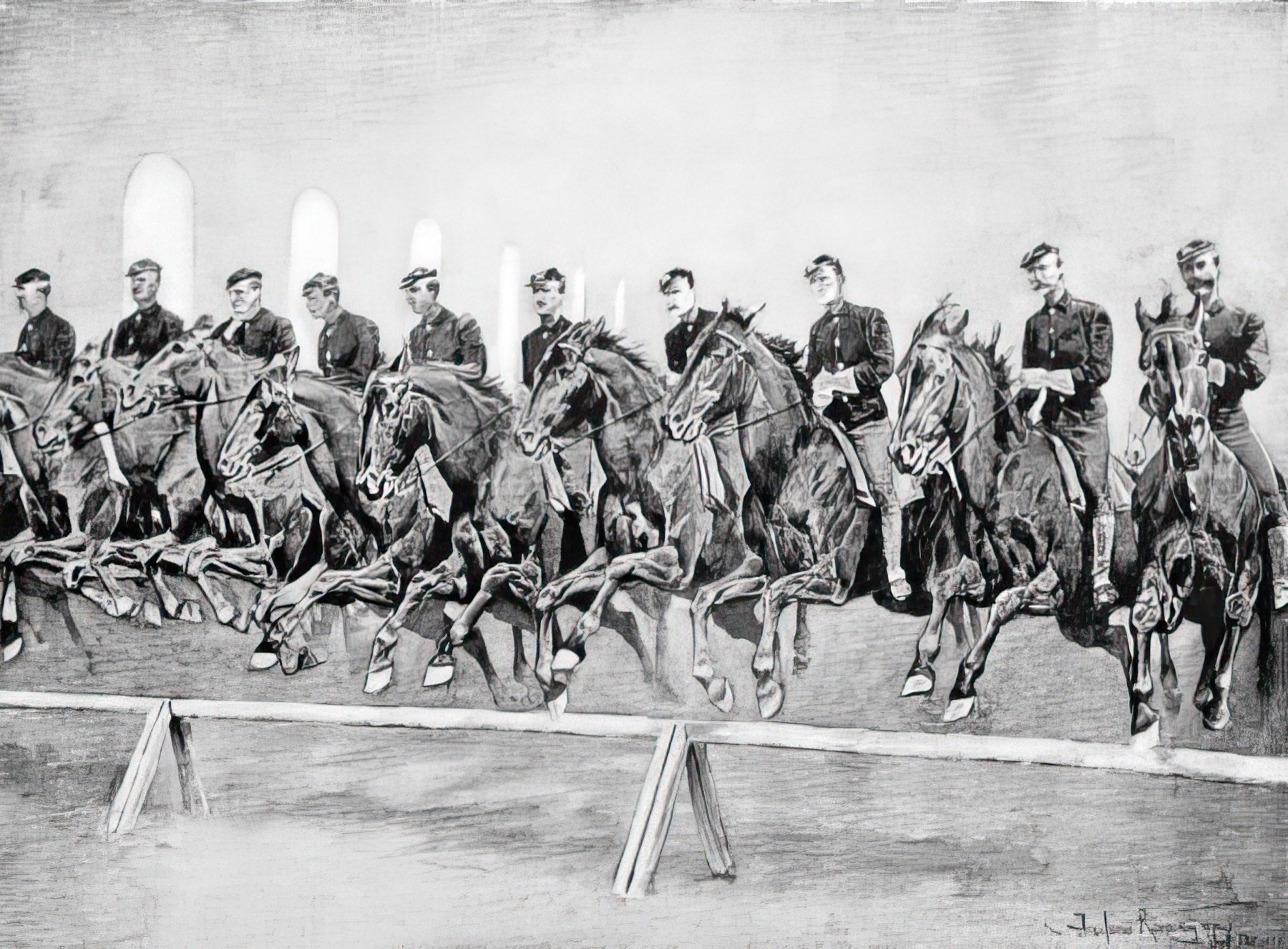 A Model Squadron of the United States Cavalry (circa 1894) drawing and writing by Frederic Remington 