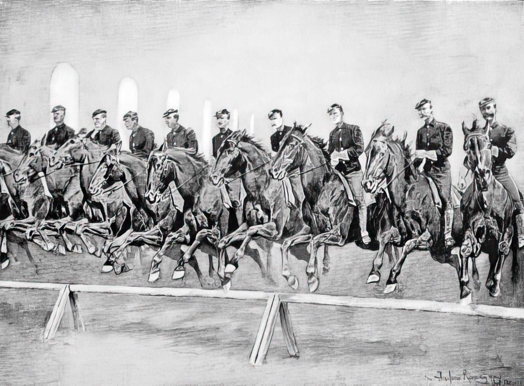 A Model Squadron of the United States Cavalry (circa 1894) drawing and writing by Frederic Remington