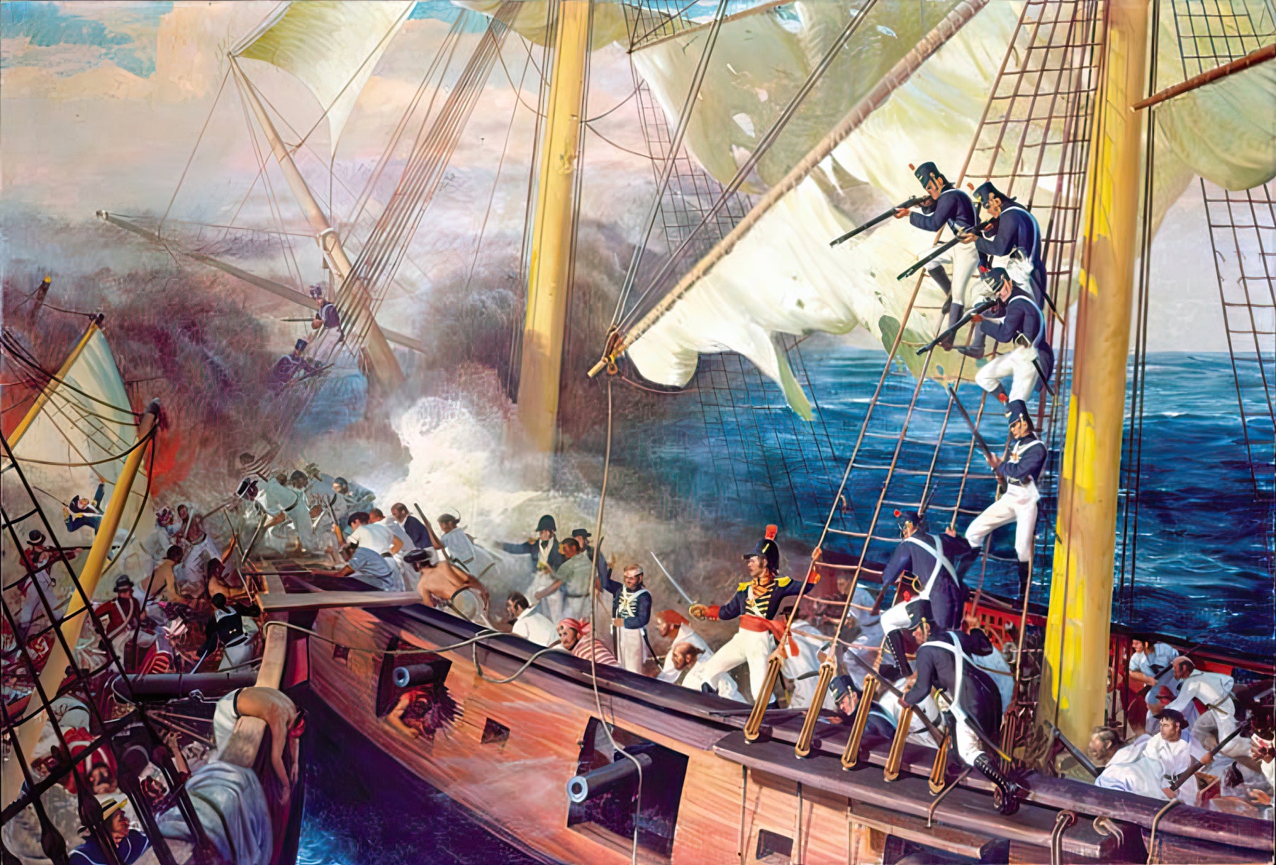 The Cruise of the U.S.S. Wasp - Painting depicting a naval battle