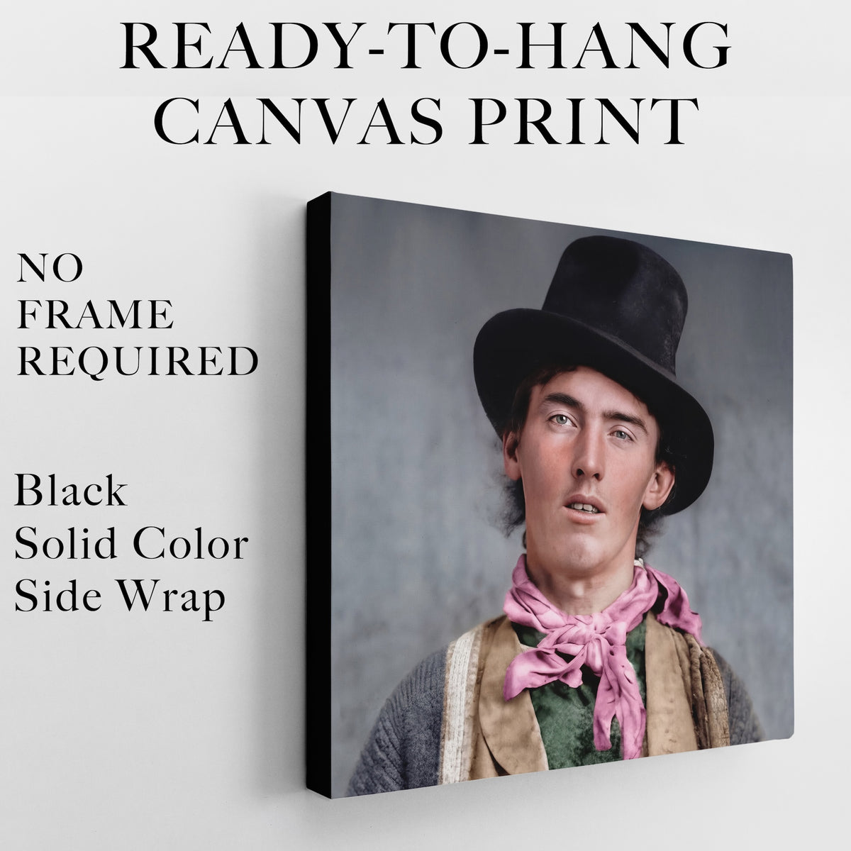 Billy the Kid Portrait: Restored Colorized Vintage Old West Outlaw Photo Art Print