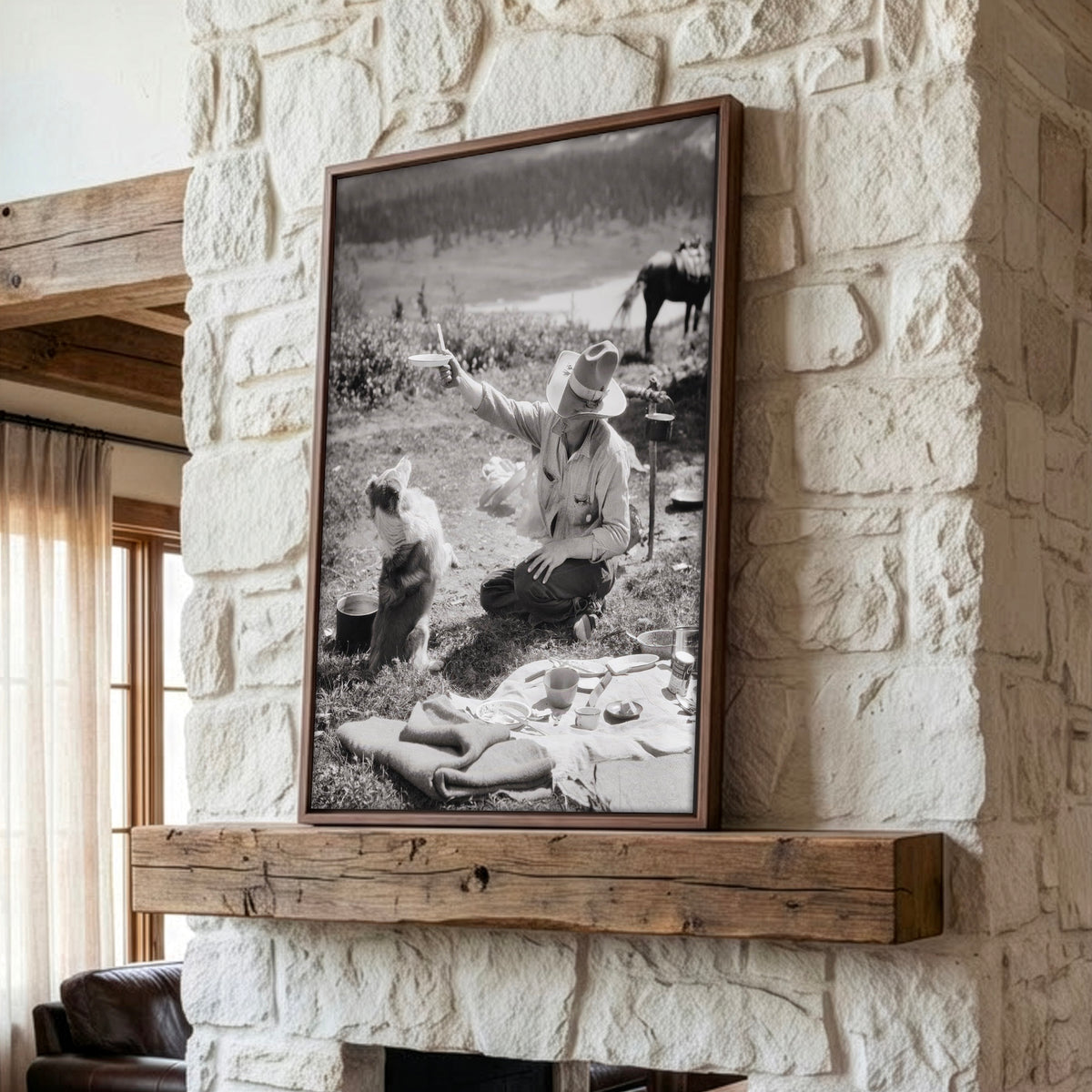Cowboy & Dog Pardner: Funny Vintage Western Black & White Photo Art Print