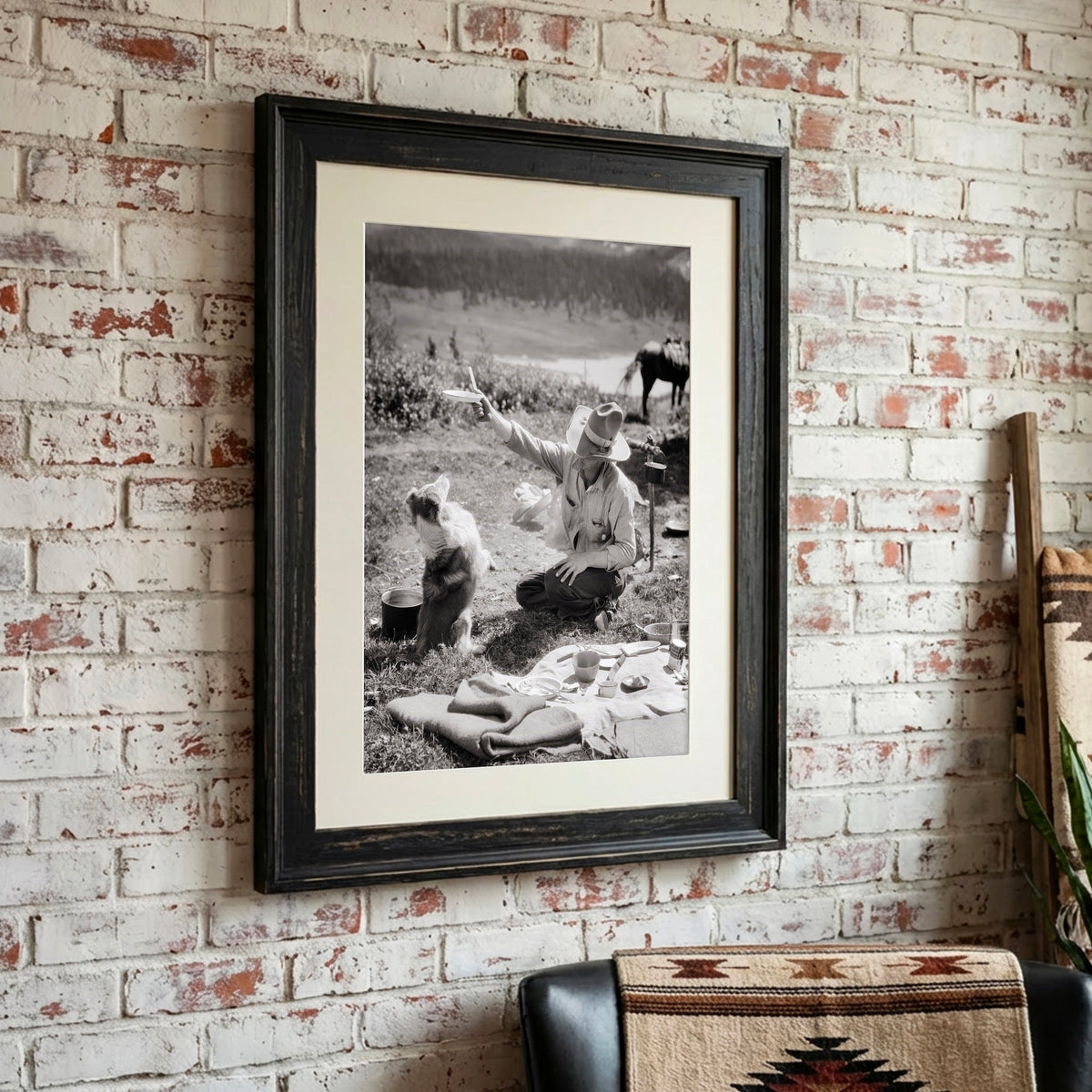 Cowboy & Dog Pardner: Funny Vintage Western Black & White Photo Art Print