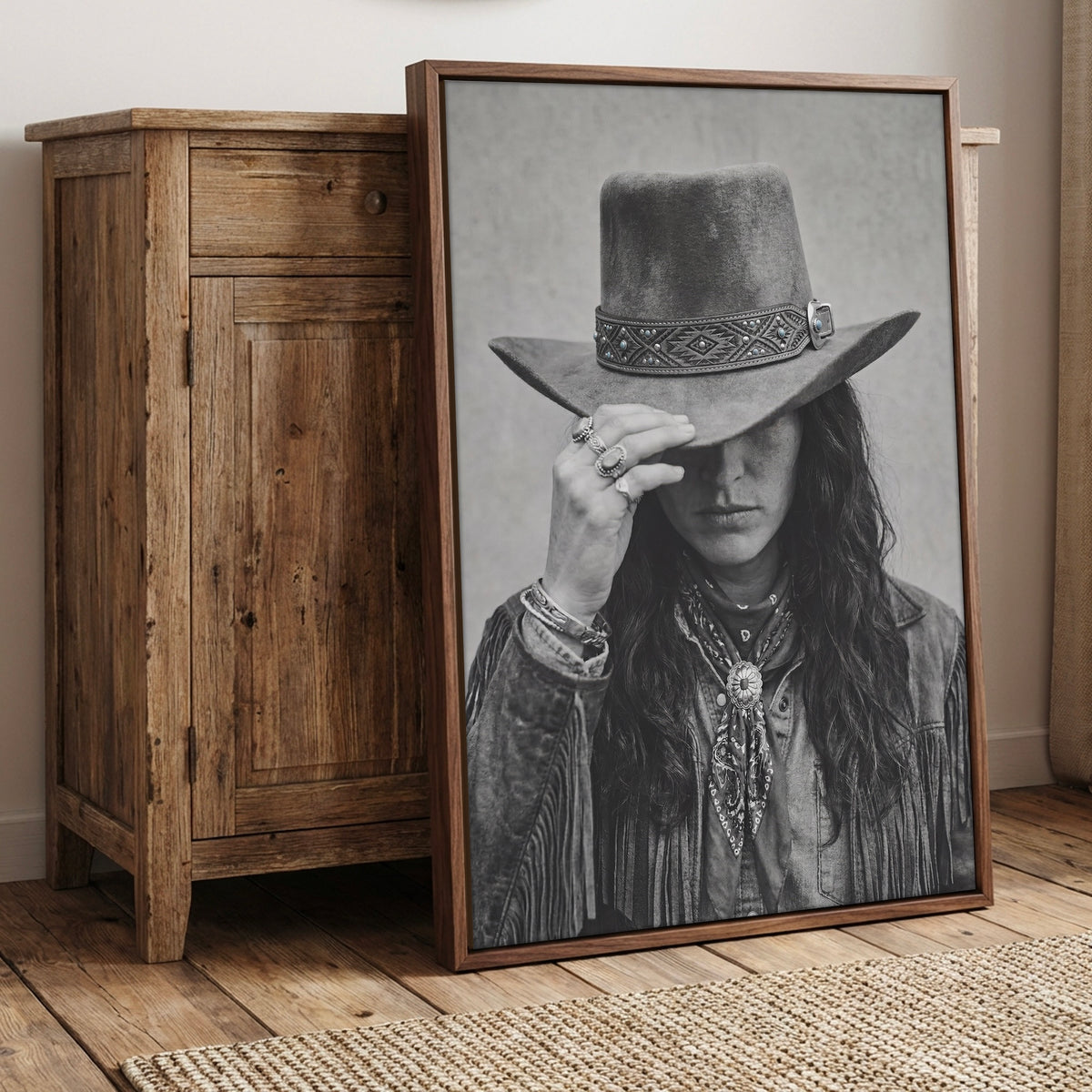 Cowgirl Tipping Her Hat: Maverick Western Woman - Moody Vintage Photo Art Print