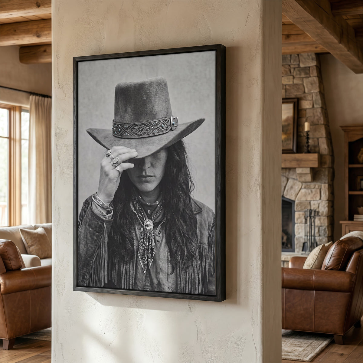 Cowgirl Tipping Her Hat: Maverick Western Woman - Moody Vintage Photo Art Print