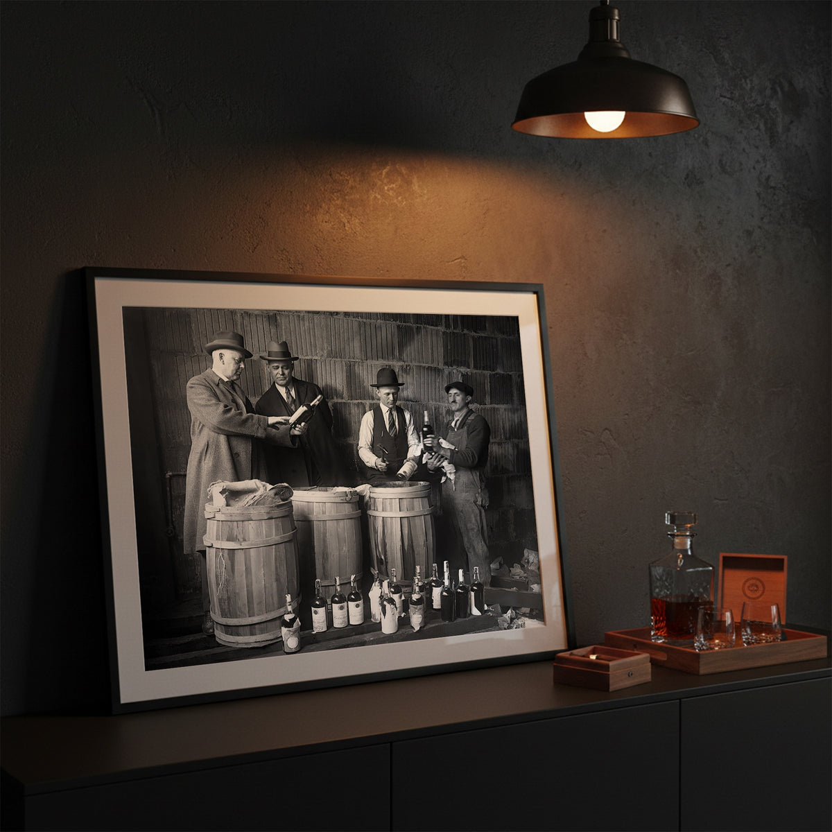 Prohibition: Seized Liquor - Vintage 1925 Black & White Photo Art Print