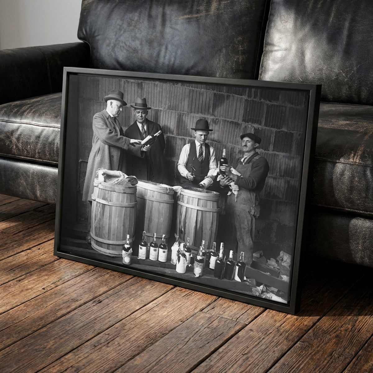 Prohibition: Seized Liquor - Vintage 1925 Black & White Photo Art Print
