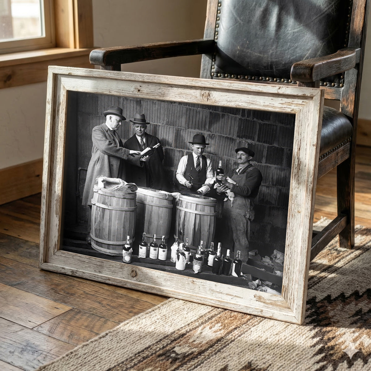 Prohibition: Seized Liquor - Vintage 1925 Black & White Photo Art Print