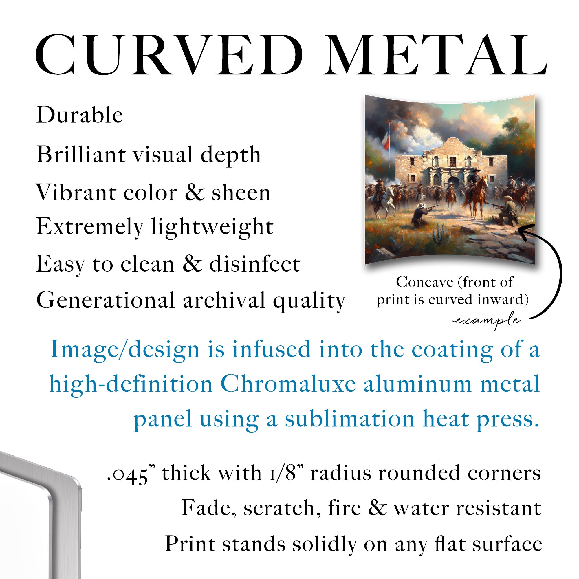 Alamo & Muster Roll - Tabletop Art (Curved Metal Print)