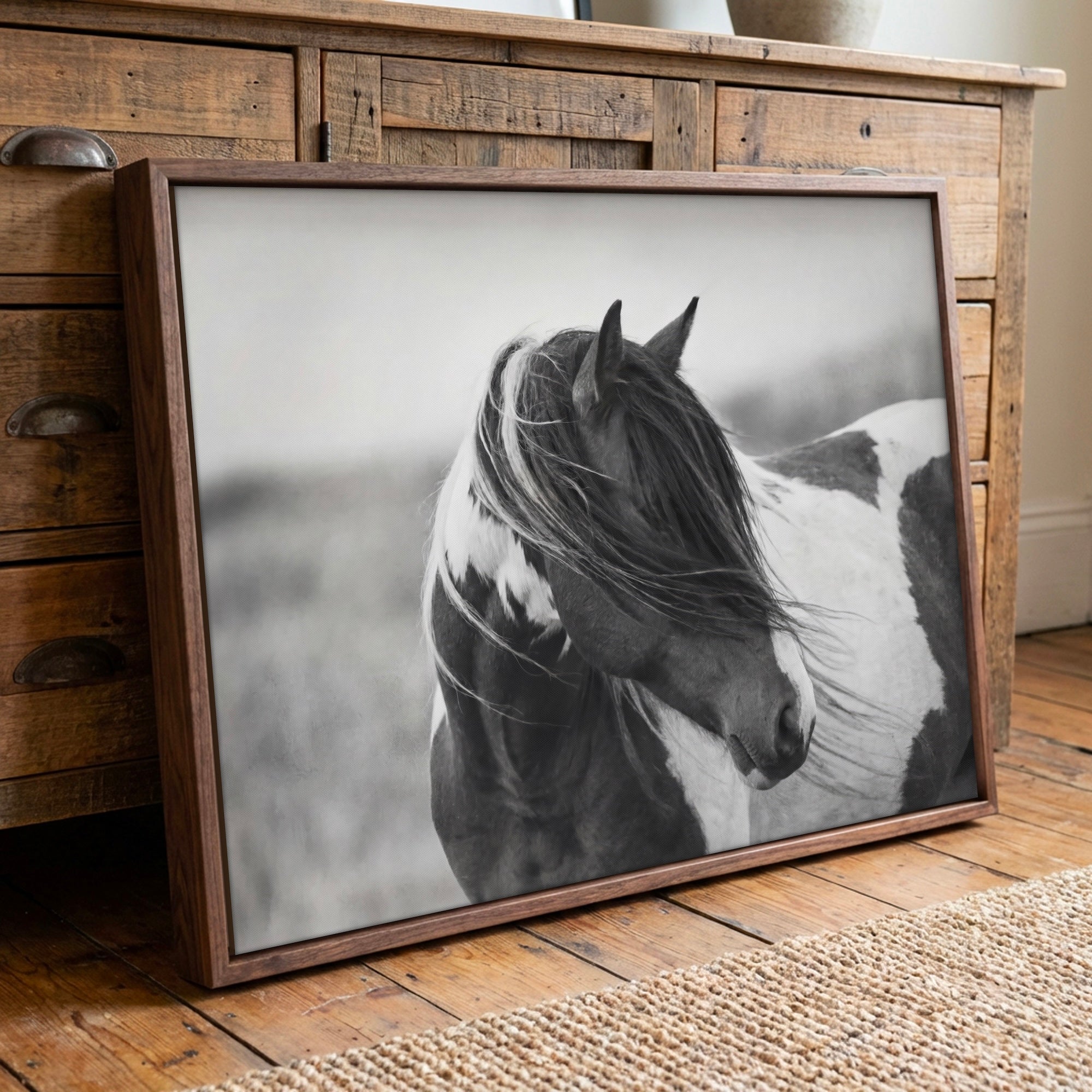 American Paint Horse: Western Black & White Art Print