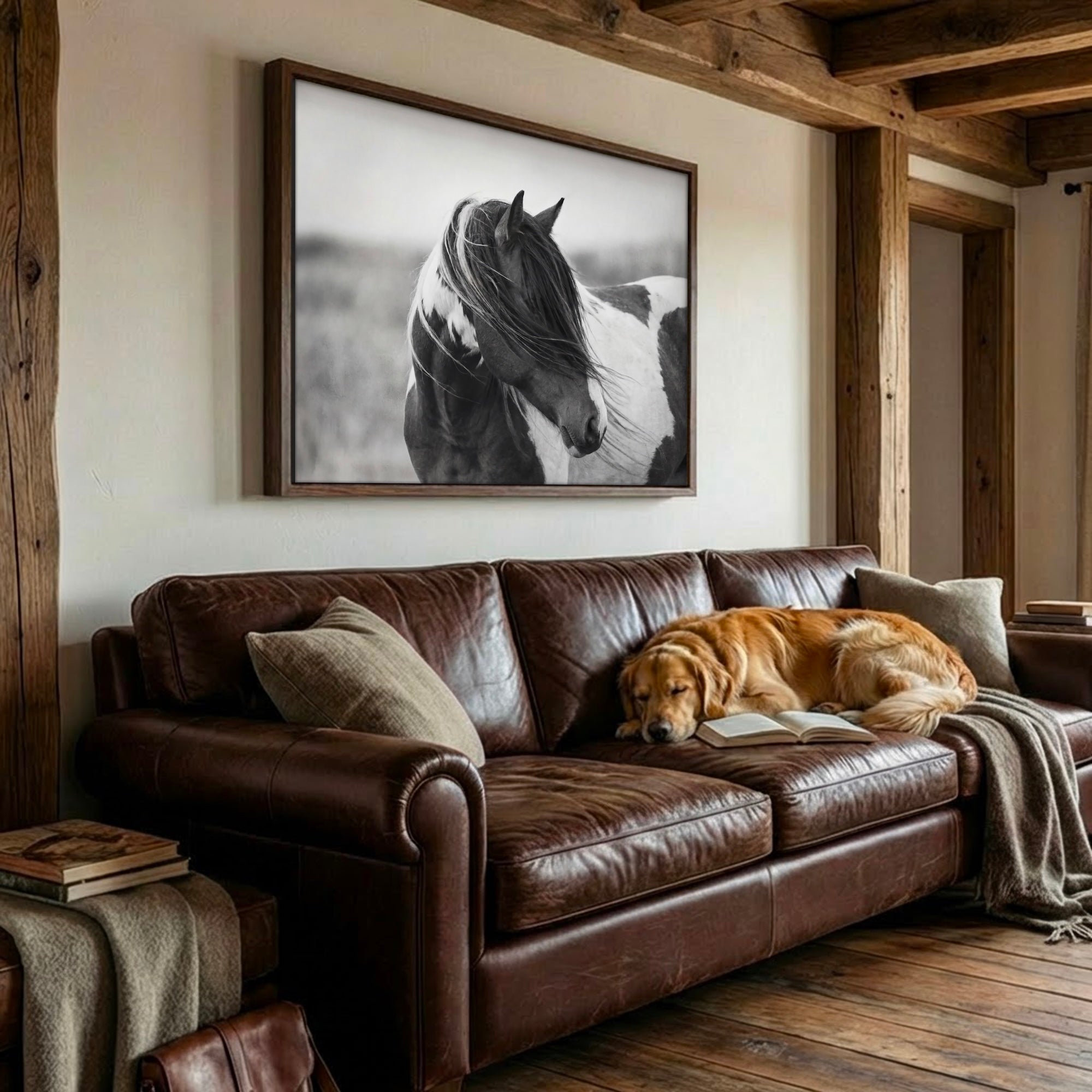 American Paint Horse: Western Black & White Art Print