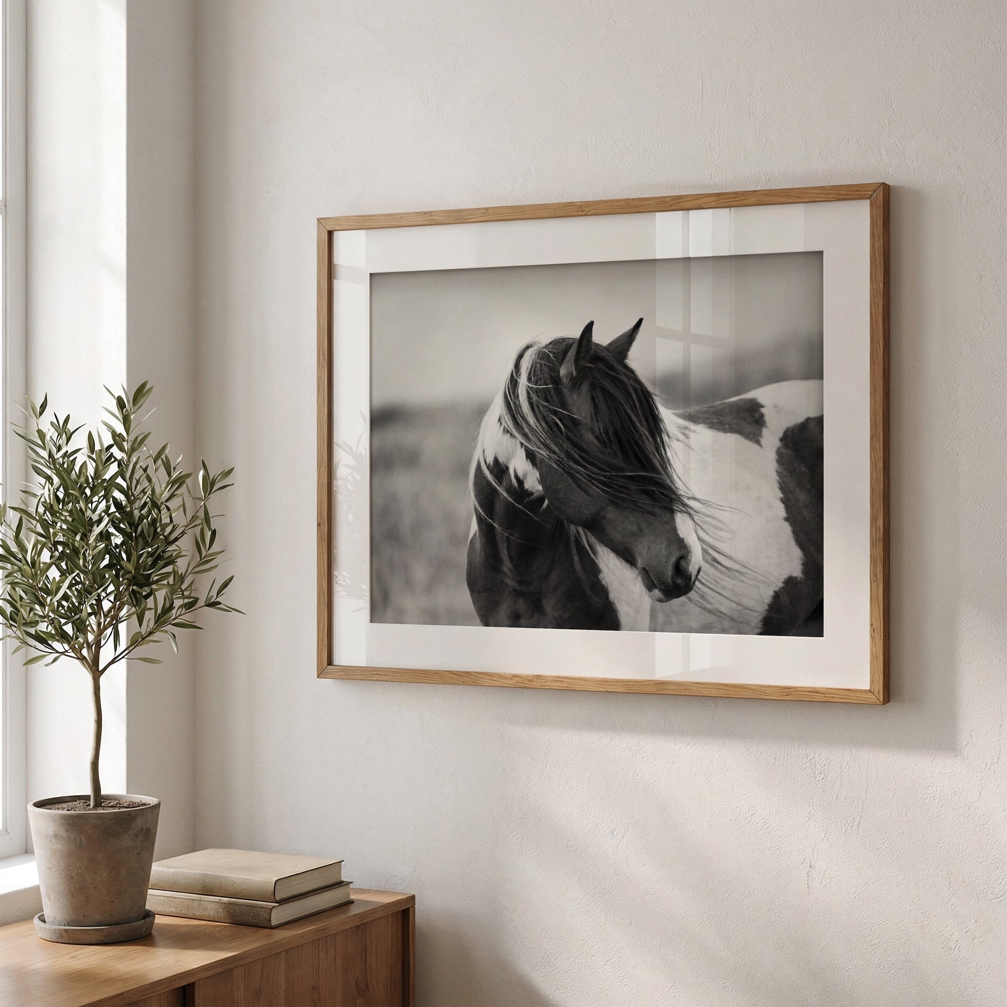 American Paint Horse: Western Black & White Art Print