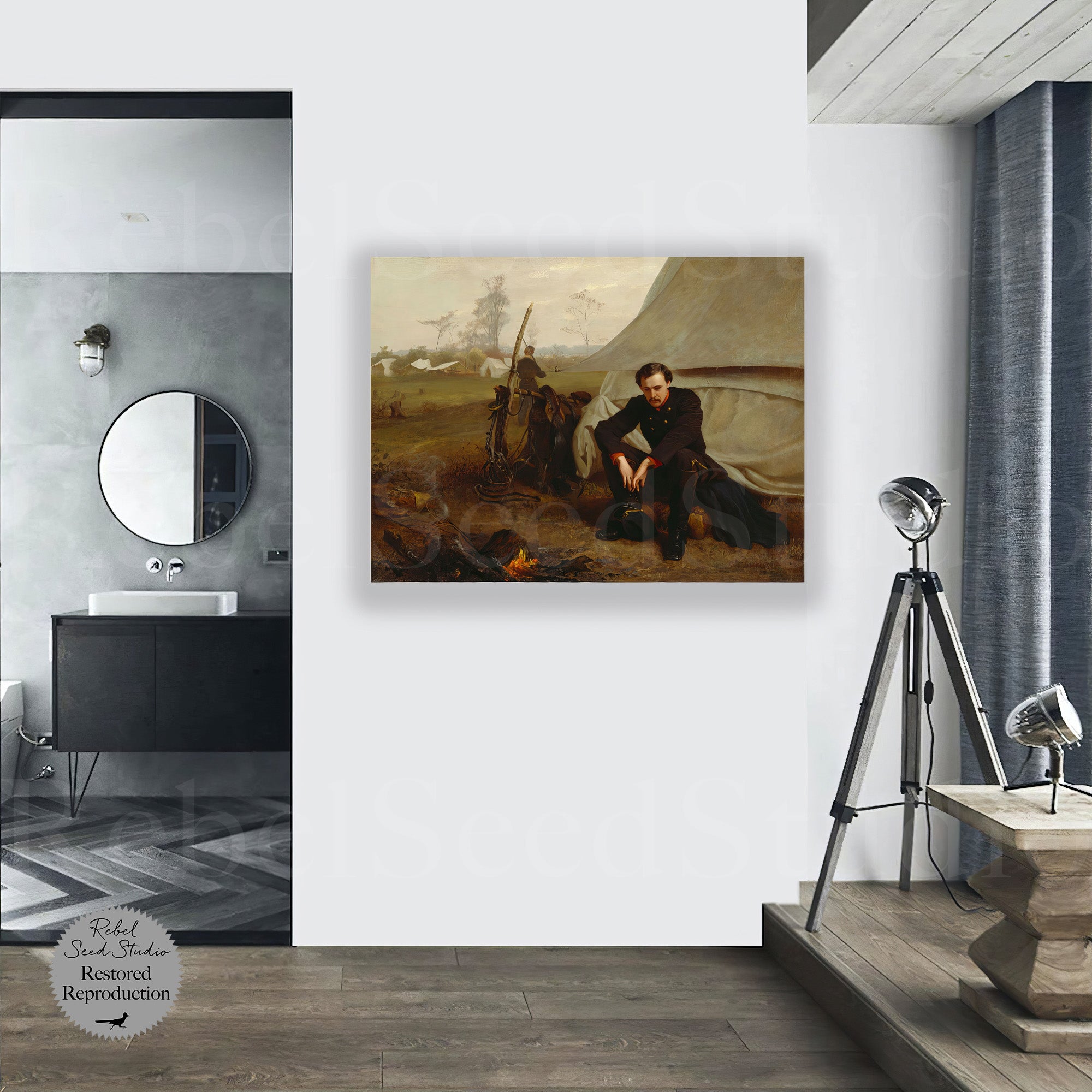 At the Front: Restored Civil War Soldier Painting Reproduction (Ready-to-Hang Canvas or Ready-to-Frame Fine Art Poster Print)