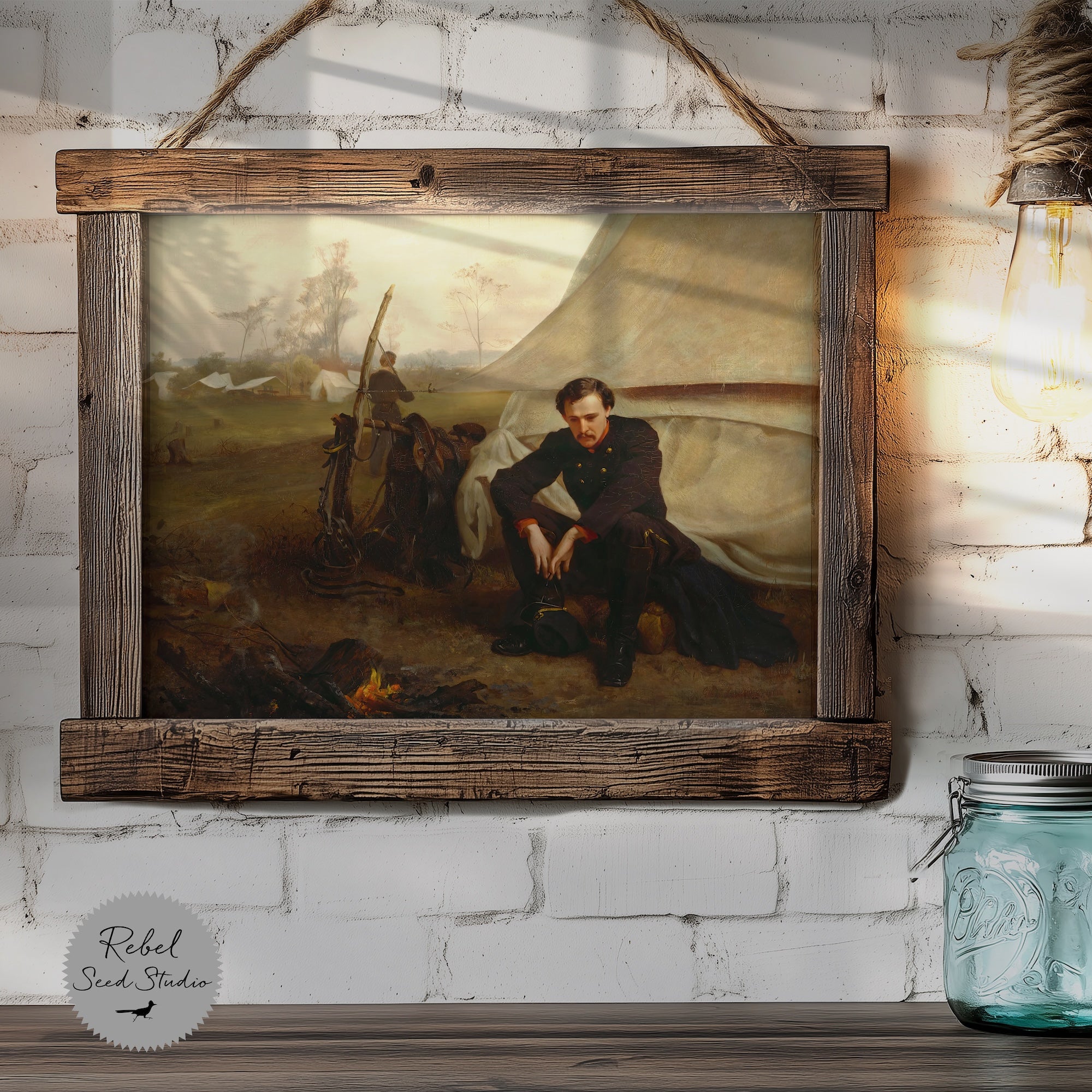 At the Front: Restored Civil War Soldier Painting Reproduction (Ready-to-Hang Canvas or Ready-to-Frame Fine Art Poster Print)