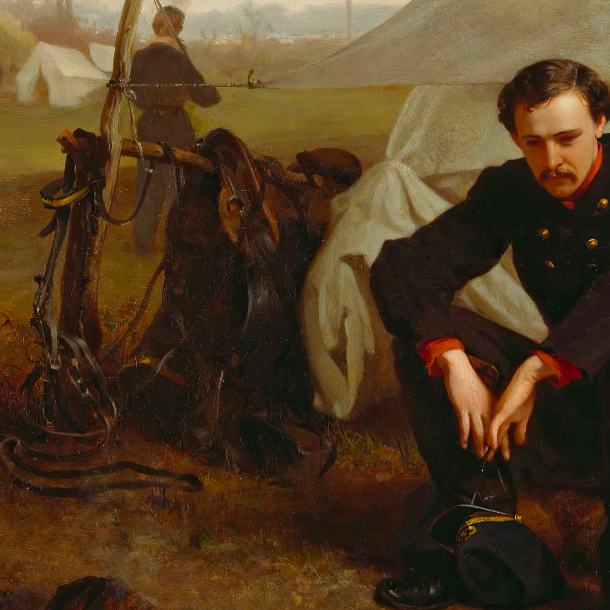At the Front: Restored Civil War Soldier Painting Reproduction (Ready-to-Hang Canvas or Ready-to-Frame Fine Art Poster Print)