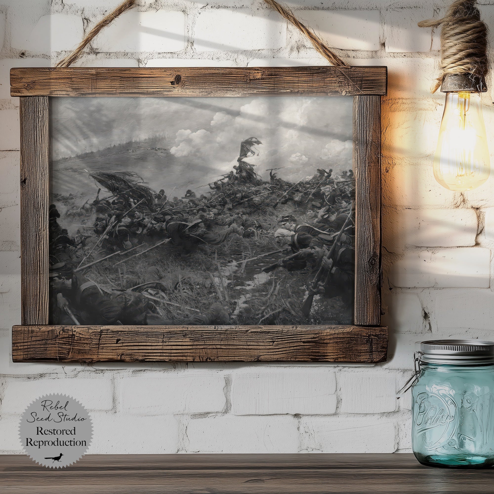 The Battle of Nashville | Civil War Painting Reproduction | Black & White or Color (Canvas Print | Ready-to-Hang Wall Art)