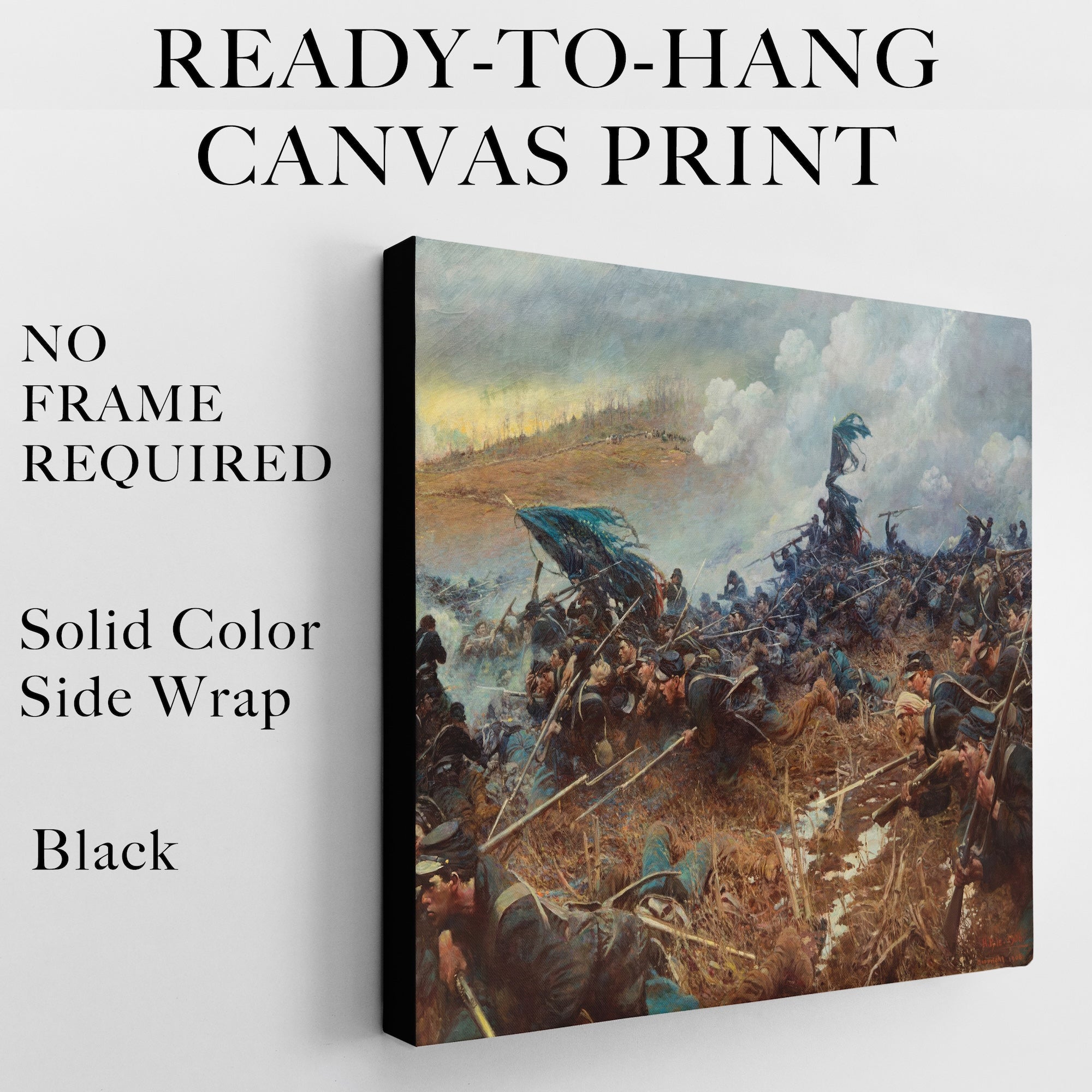 The Battle of Nashville | Civil War Painting Reproduction | Black & White or Color (Canvas Print | Ready-to-Hang Wall Art)