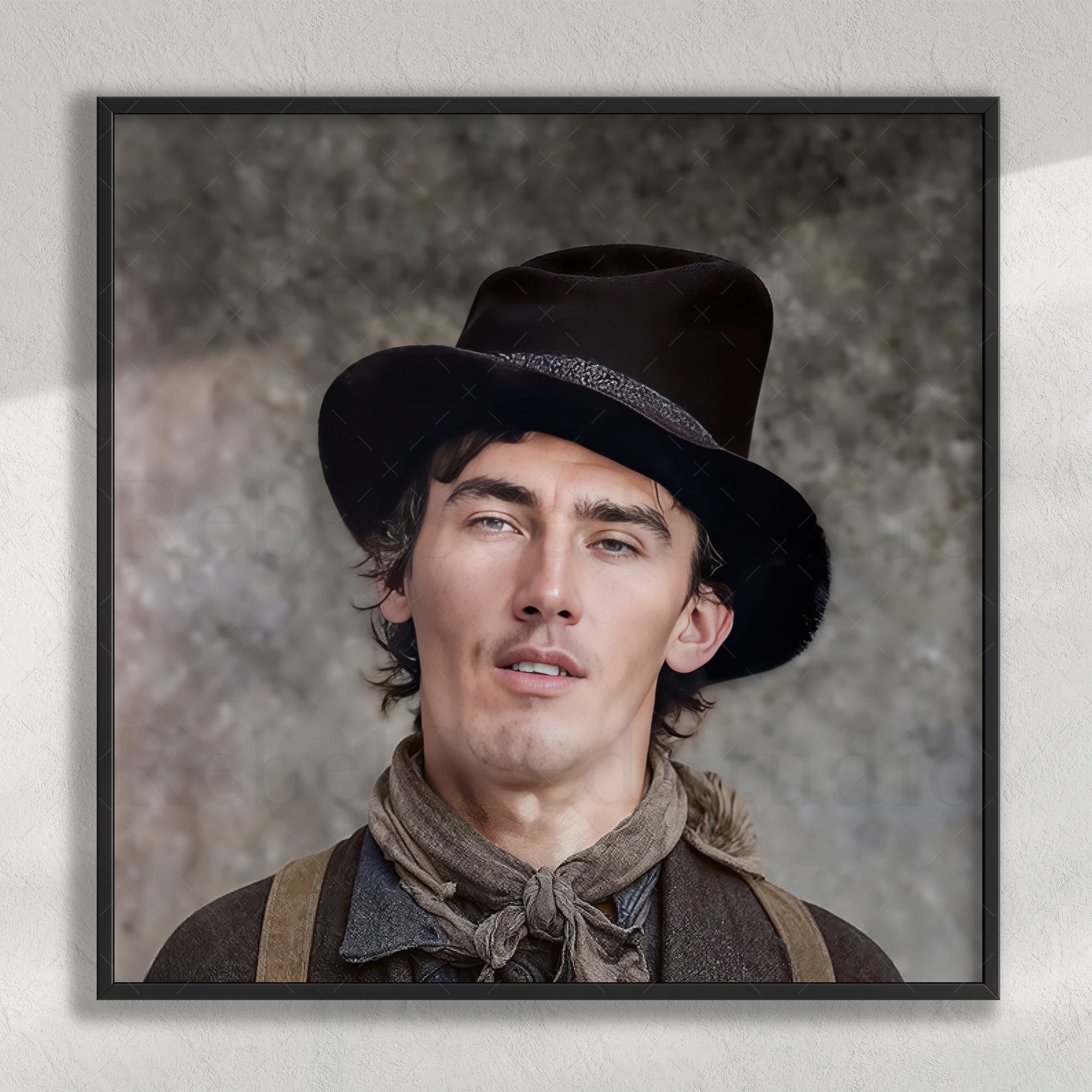 Billy the Kid Portrait - Vintage Restored Old West Outlaw Black & White or Colorized. Photograph (Art Print)