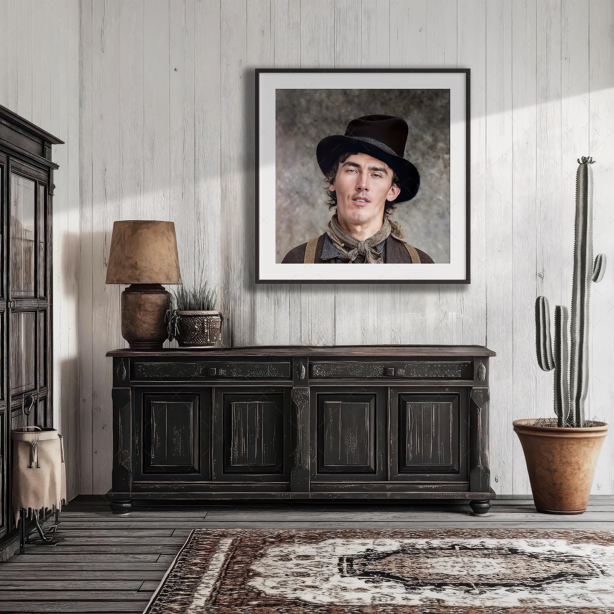 Billy the Kid Portrait - Vintage Restored Old West Outlaw Black & White or Colorized. Photograph (Art Print)