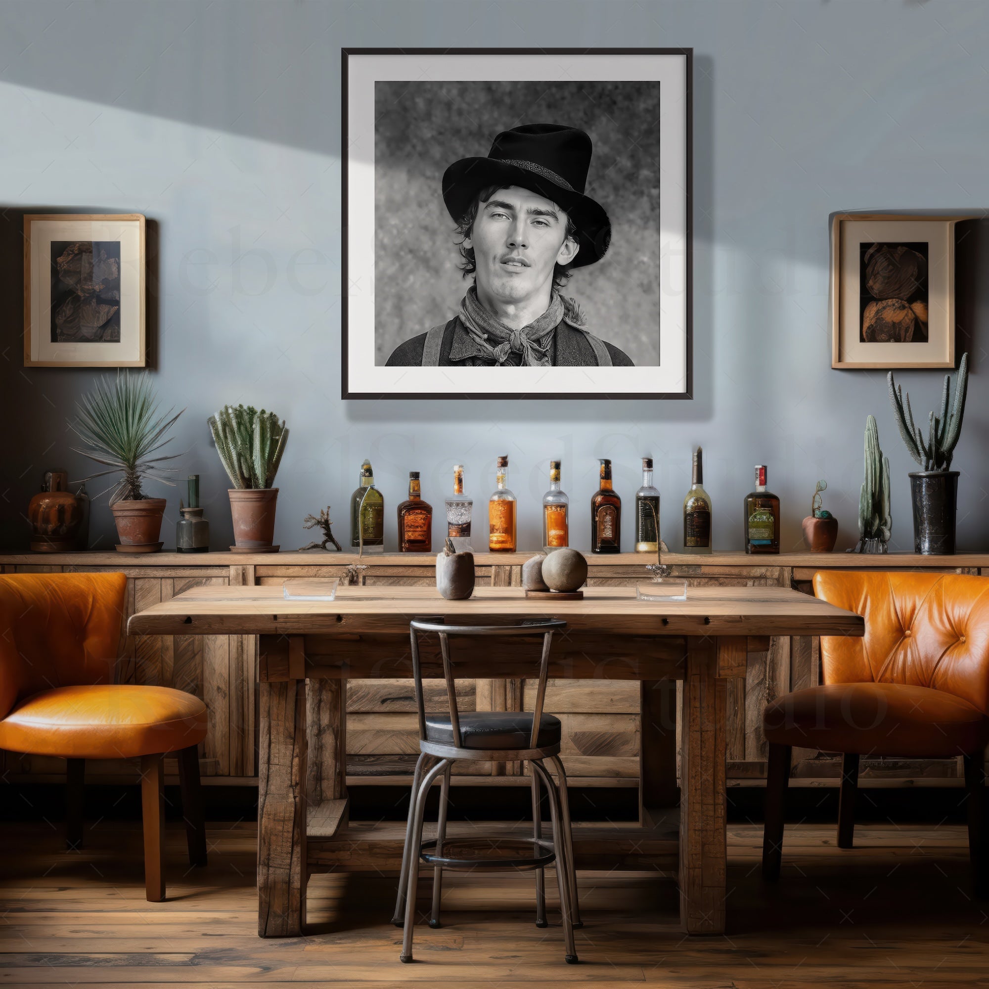 Billy the Kid Portrait - Vintage Old West Black & White Outlaw Photograph (Art Print)