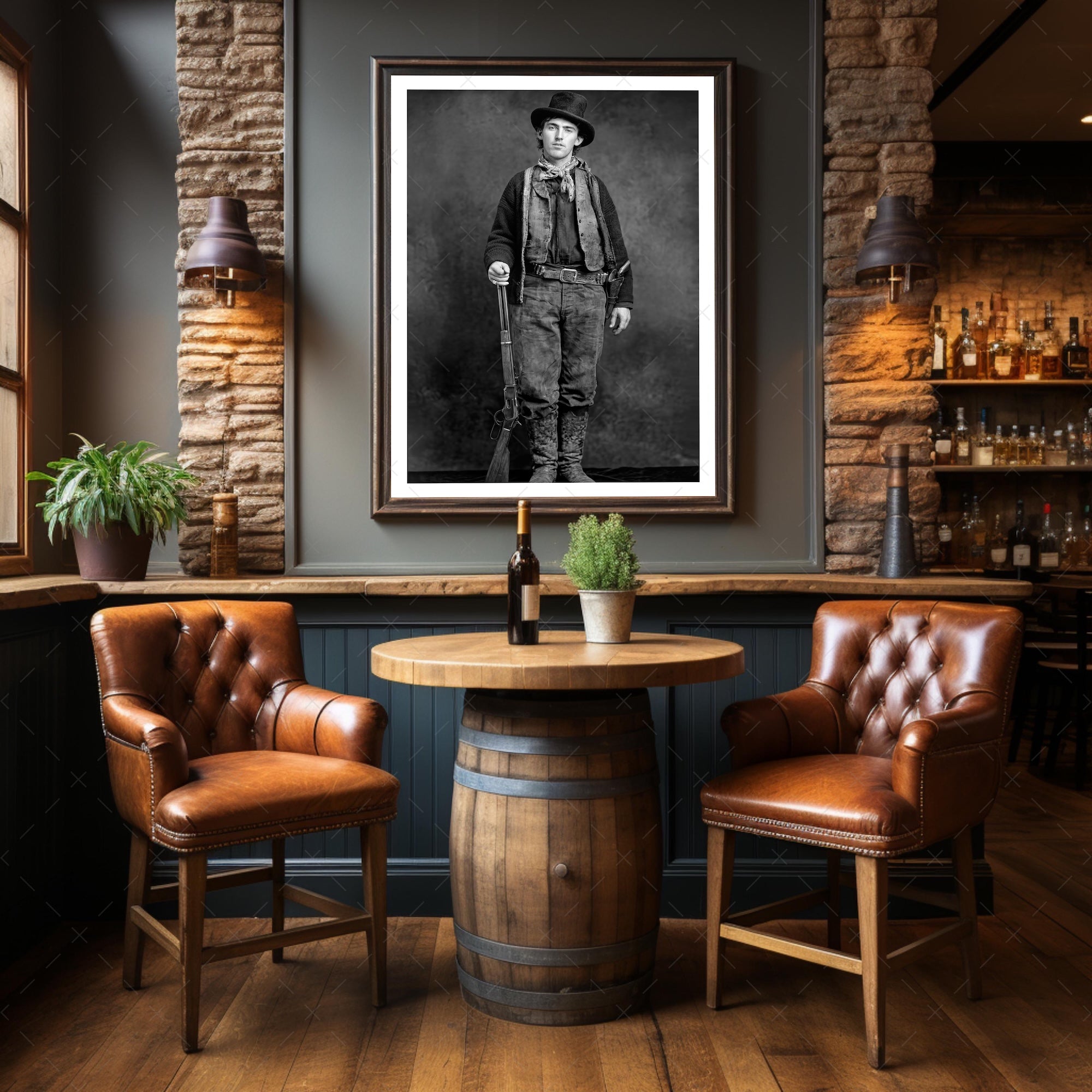 Billy the Kid: Recreated Old West Outlaw Black & White Photo (Art Print)