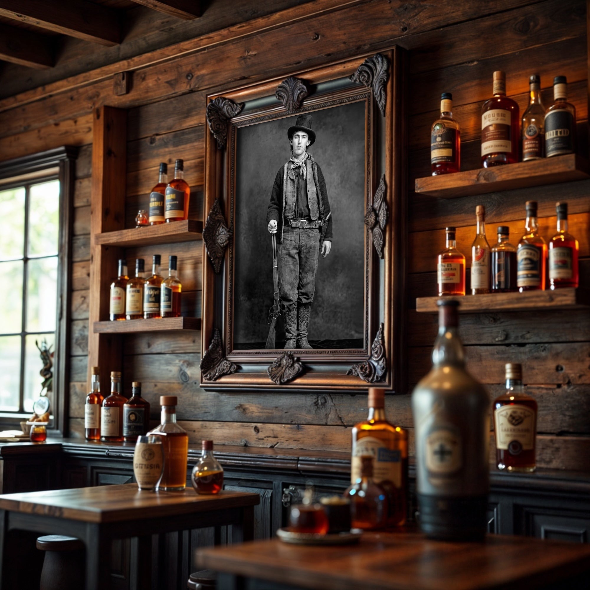 Billy the Kid: Recreated Old West Outlaw Black & White Photo (Art Print)