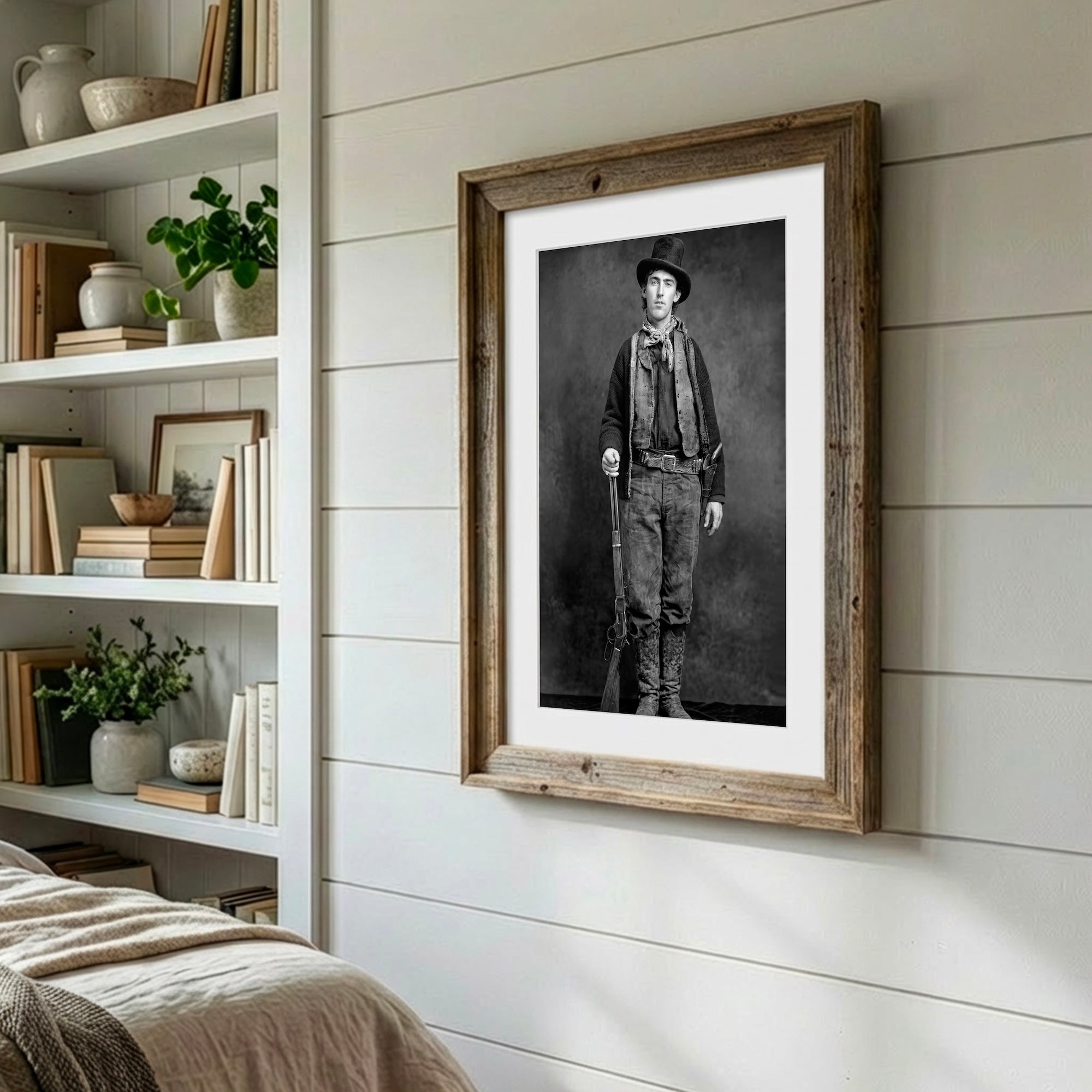 Billy the Kid: Recreated Old West Outlaw Black & White Photo (Art Print)