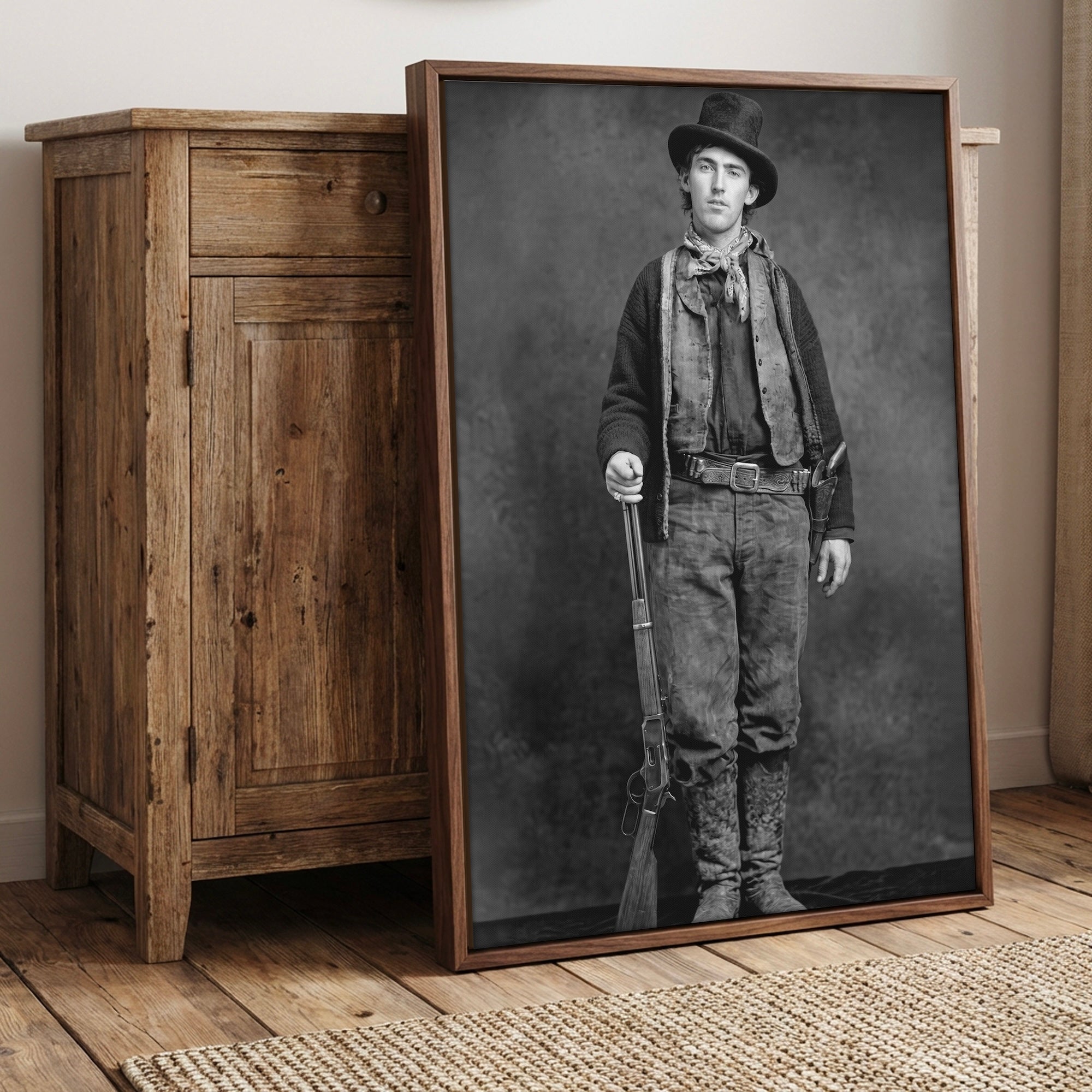 Billy the Kid: Recreated Old West Outlaw Black & White Photo (Art Print)