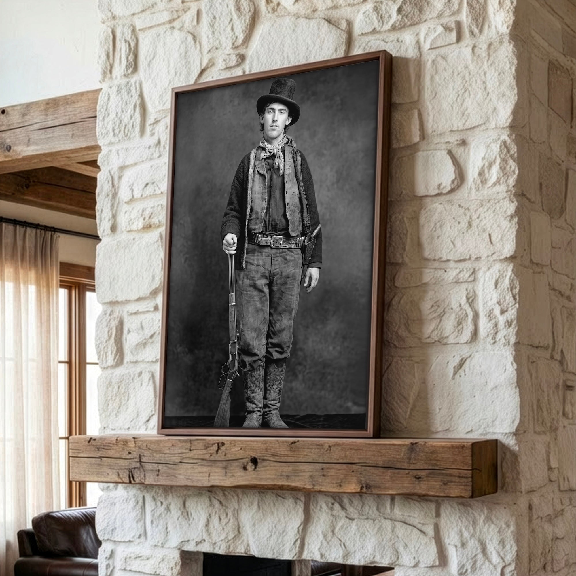 Billy the Kid: Recreated Old West Outlaw Black & White Photo (Art Print)