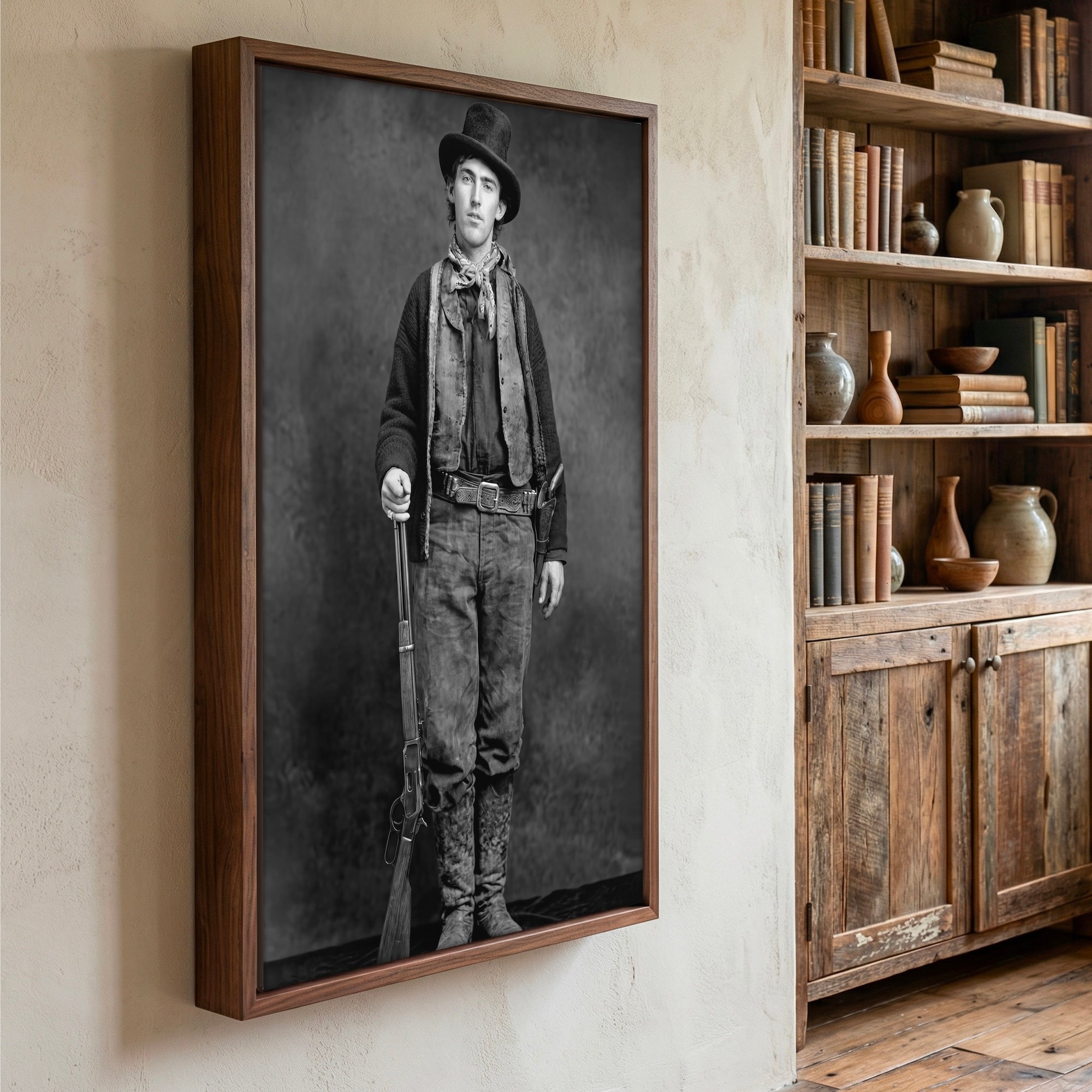 Billy the Kid: Recreated Old West Outlaw Black & White Photo (Art Print)