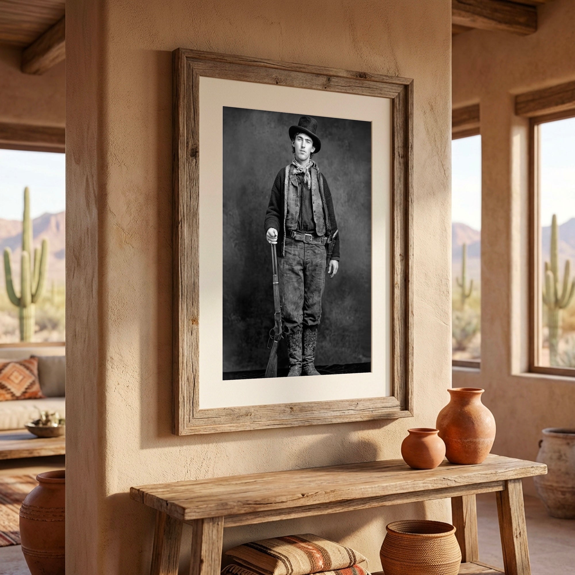 Billy the Kid: Recreated Old West Outlaw Black & White Photo (Art Print)