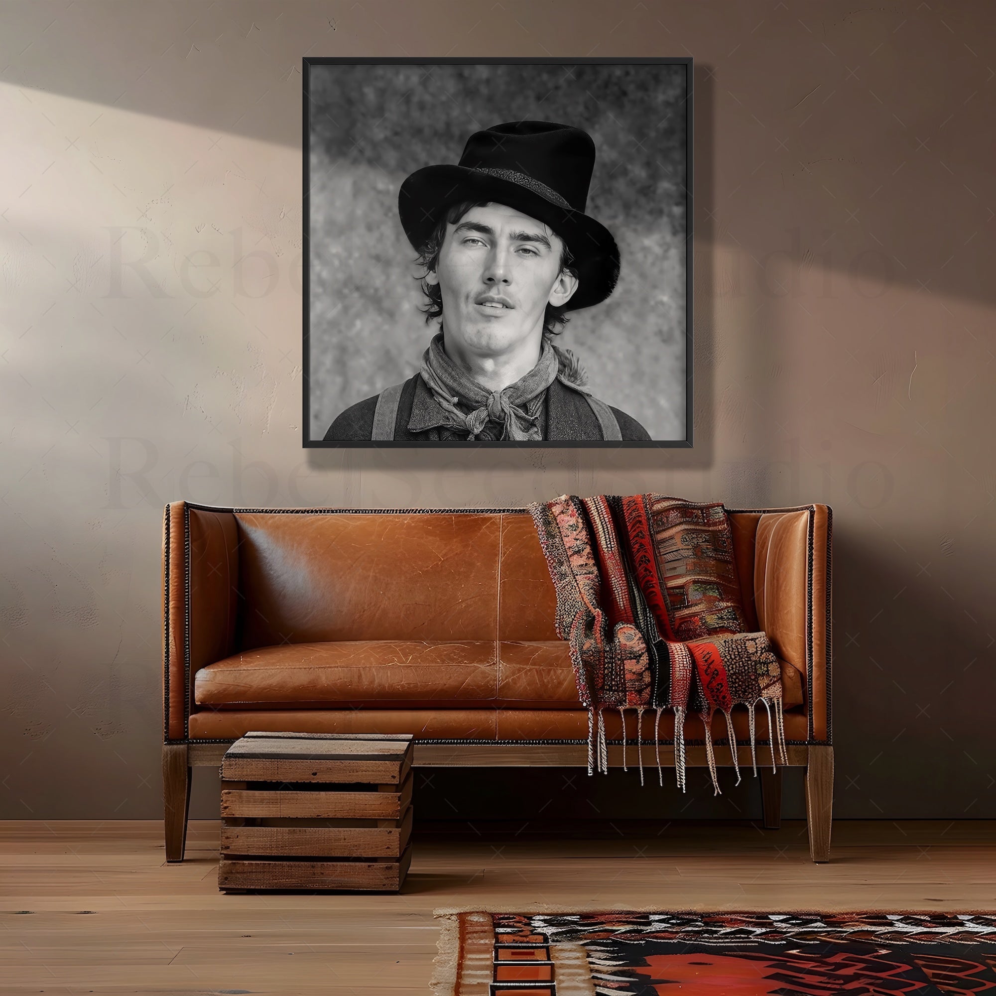 Billy the Kid Portrait - Vintage Restored Old West Outlaw Black & White or Colorized. Photograph (Art Print)