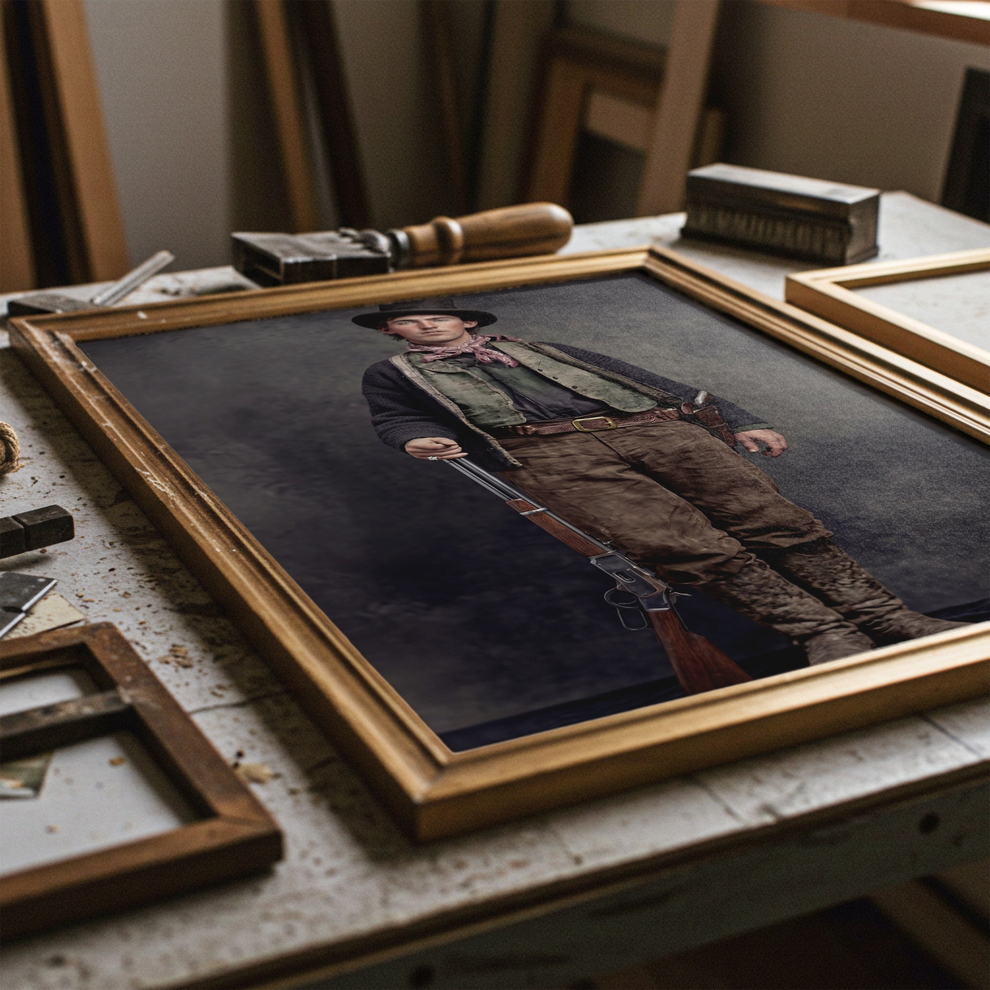 Billy the Kid: Recreated Colorized Vintage Old West Outlaw Photo (Art Print)