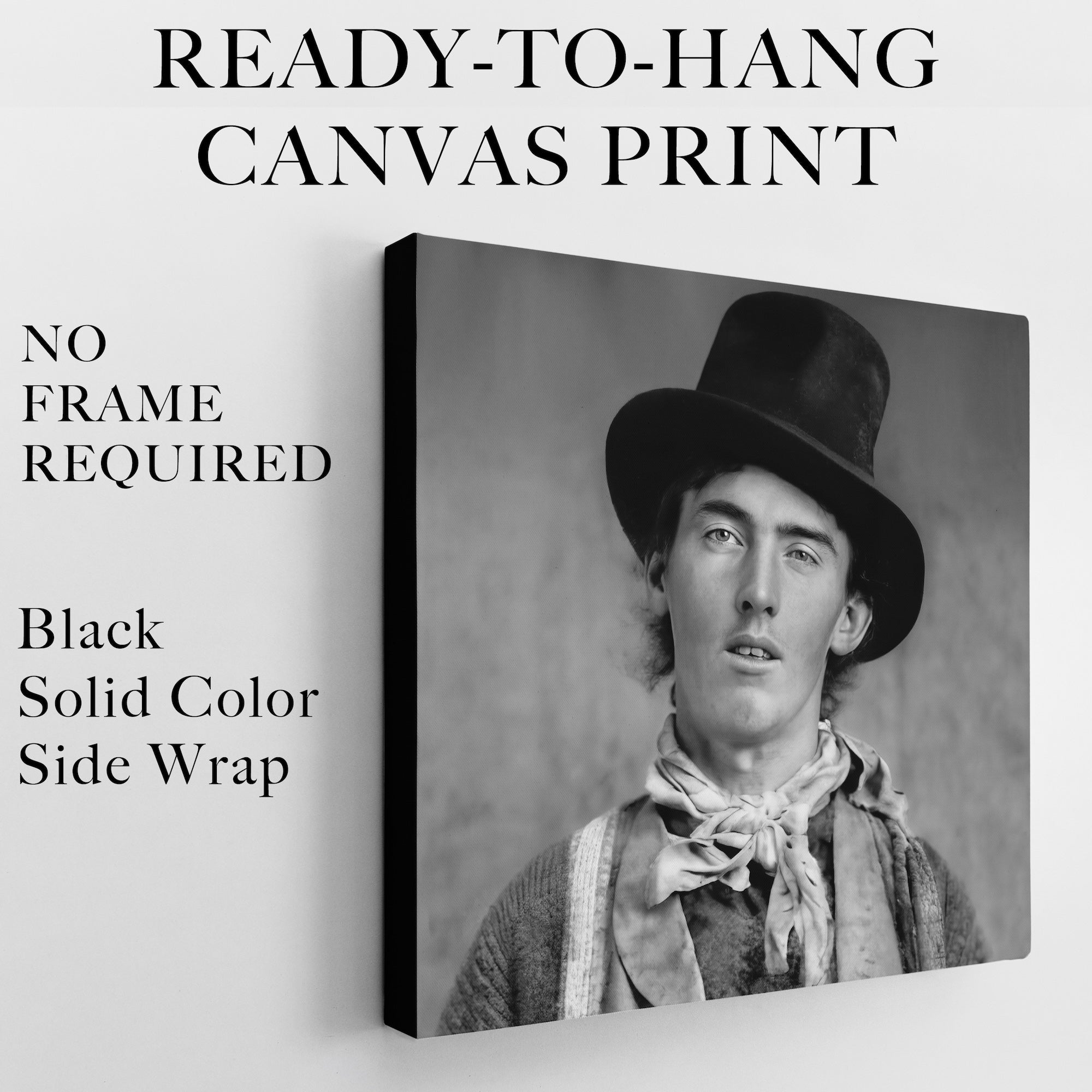 Billy the Kid Portrait - Restored Vintage Old West Black & White Outlaw Photo (Art Print)