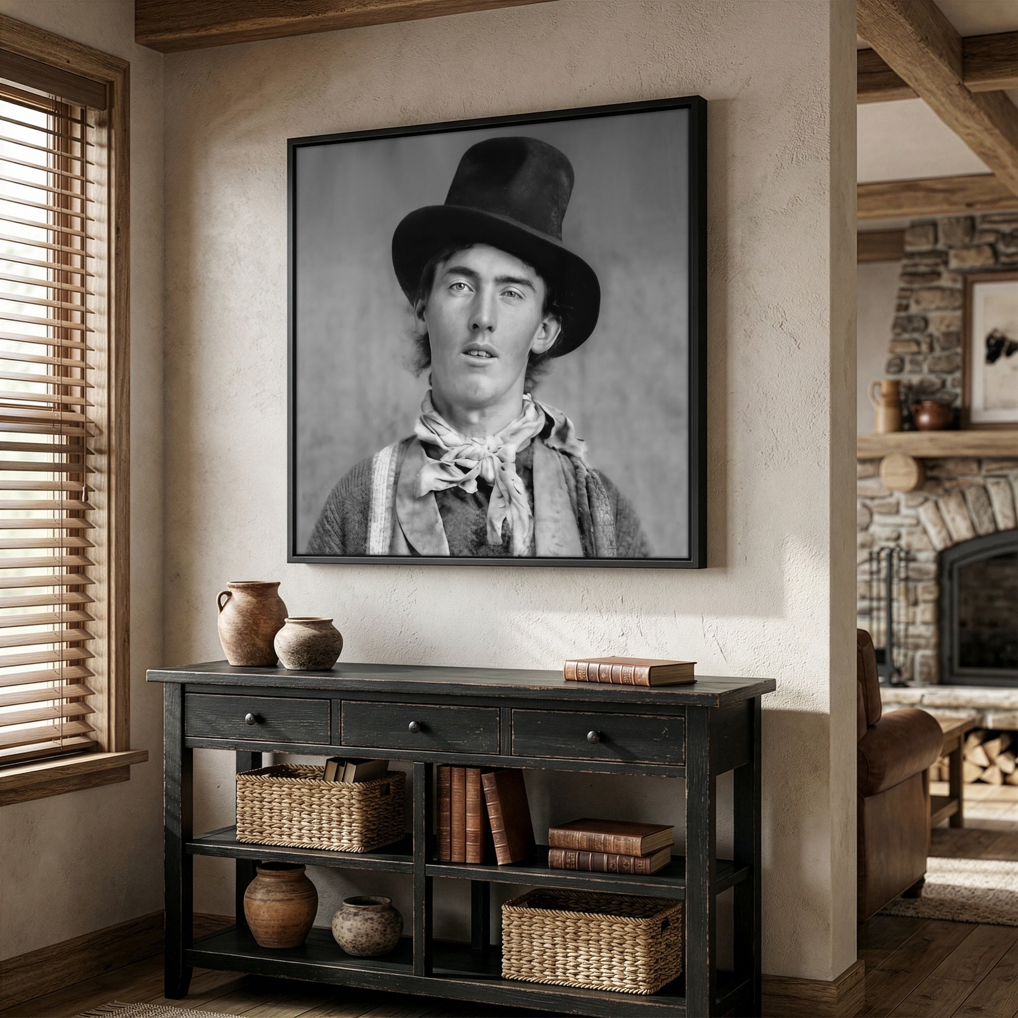 Billy the Kid Portrait - Restored Vintage Old West Black & White Outlaw Photo (Art Print)