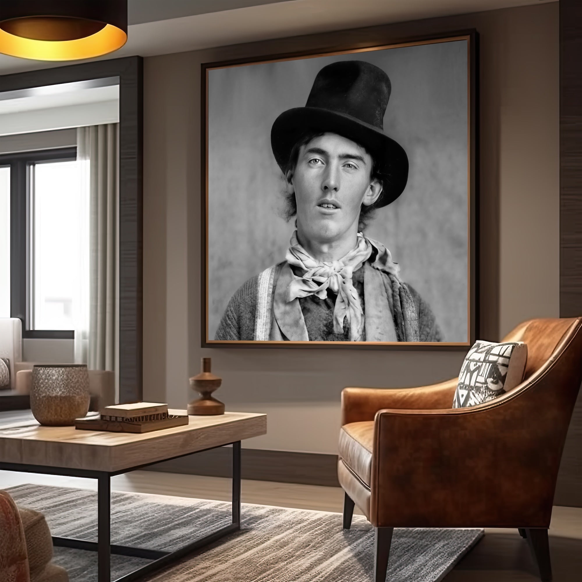 Billy the Kid Portrait - Restored Vintage Old West Black & White Outlaw Photo (Art Print)