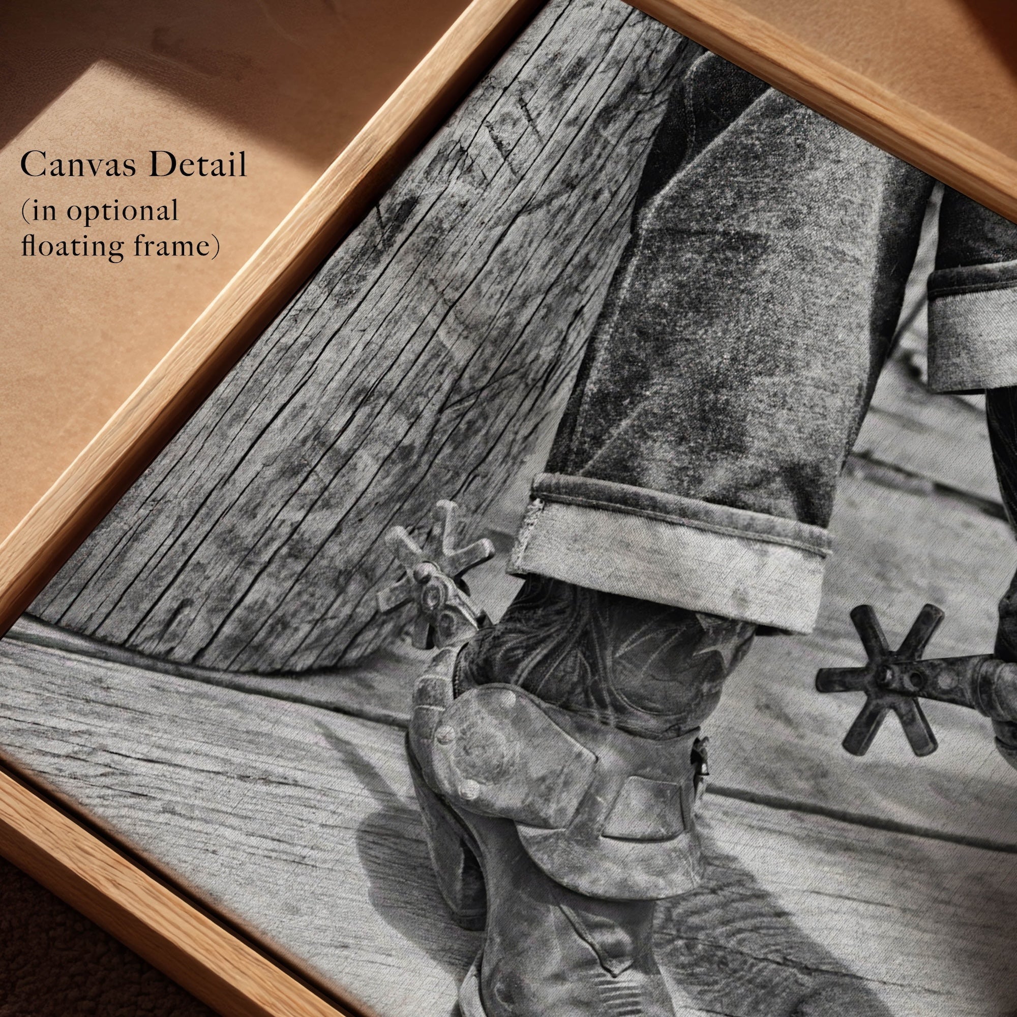 Boots & Spurs: Vintage Western Black & White Cowboy Photograph (Art Print)