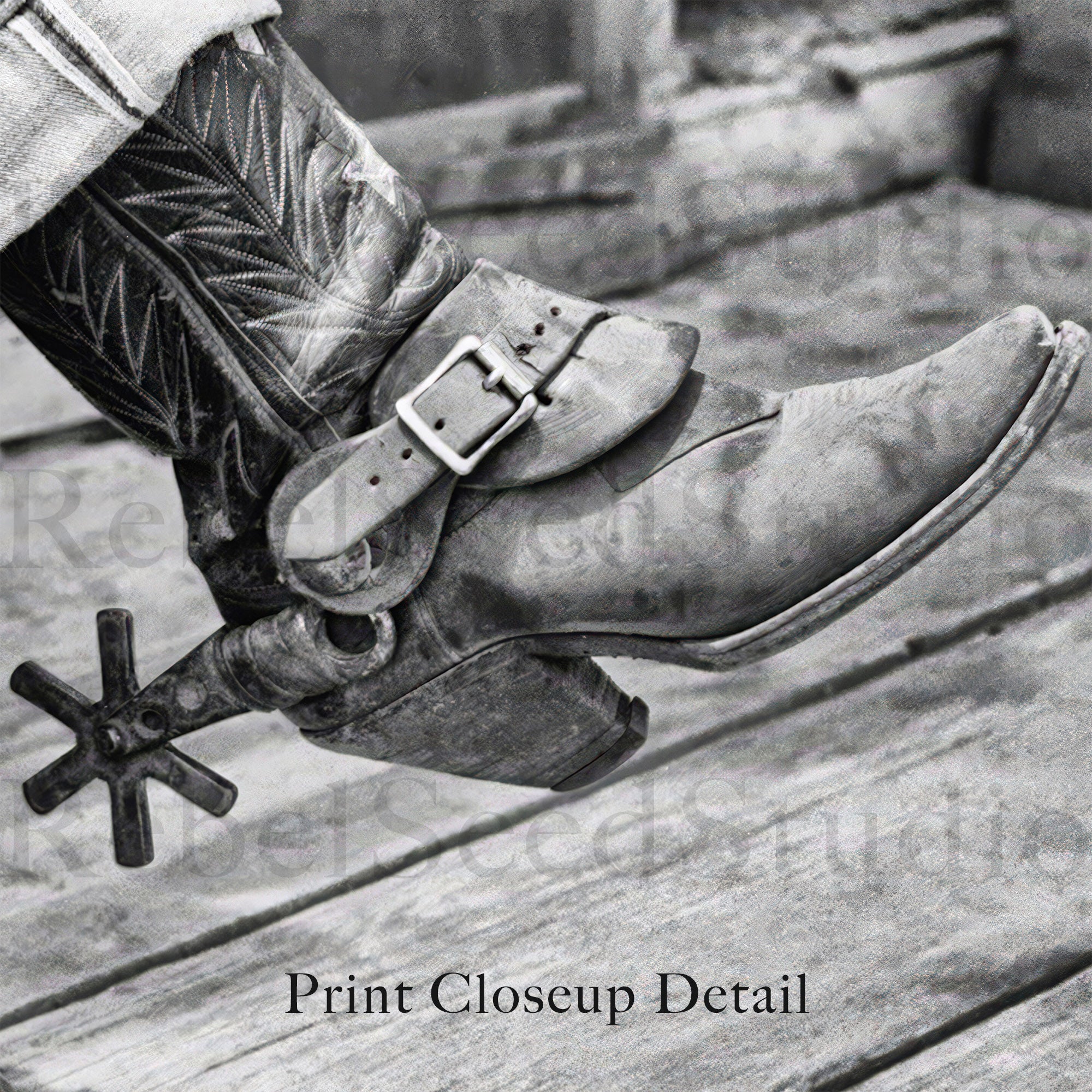Boots & Spurs: Vintage Western Black & White Cowboy Photograph (Art Print)