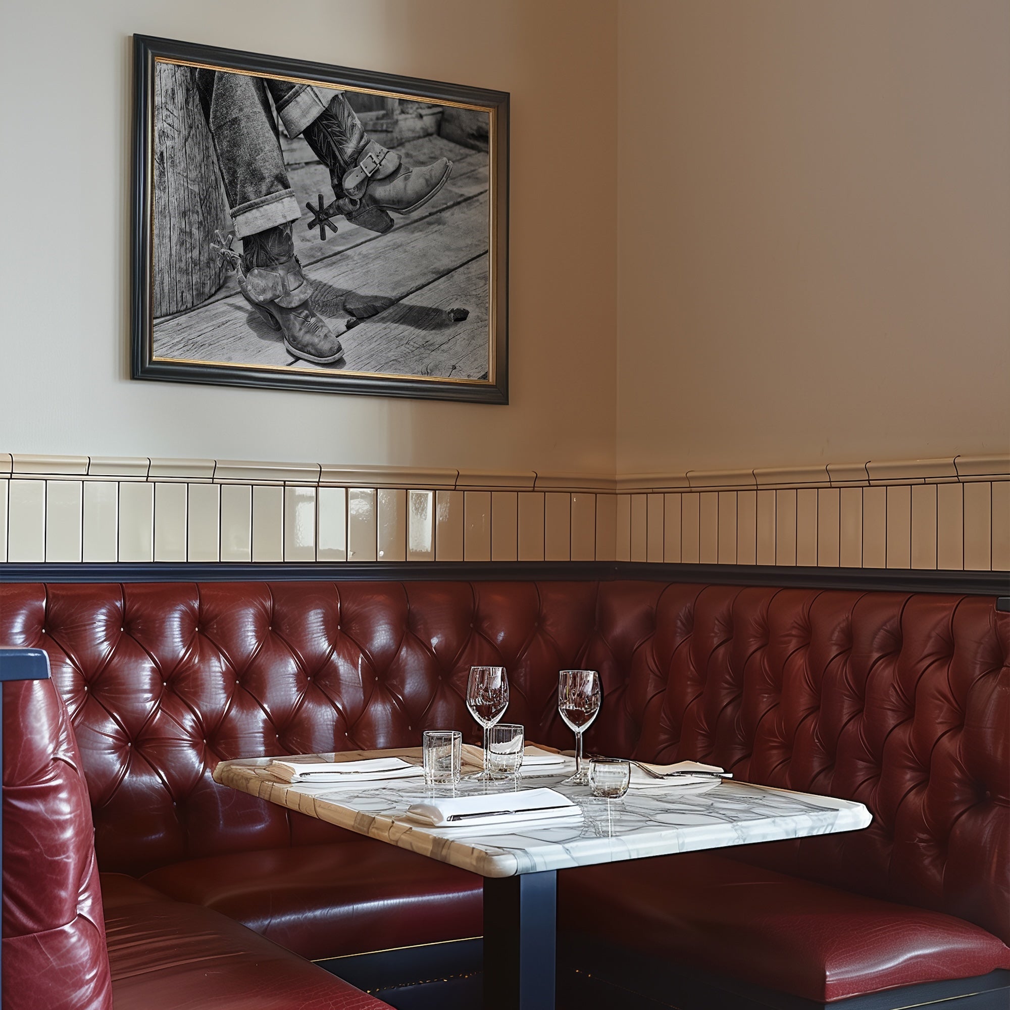 Boots & Spurs: Vintage Western Black & White Cowboy Photograph (Art Print)