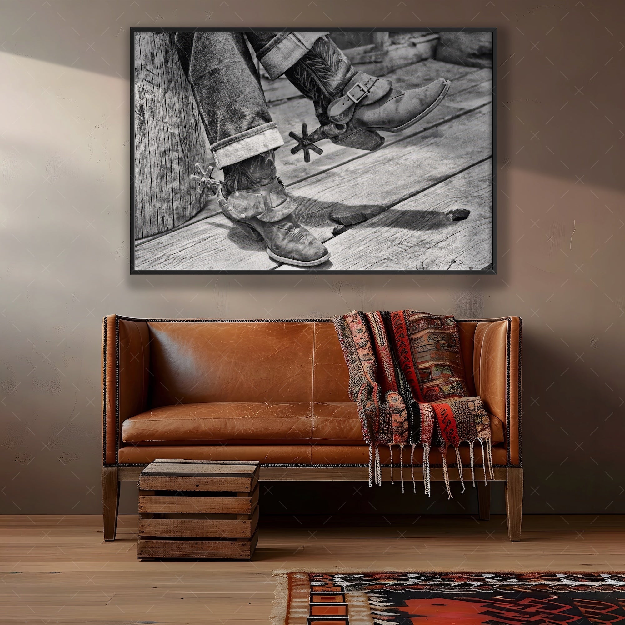 Boots & Spurs: Vintage Western Black & White Cowboy Photograph (Art Print)