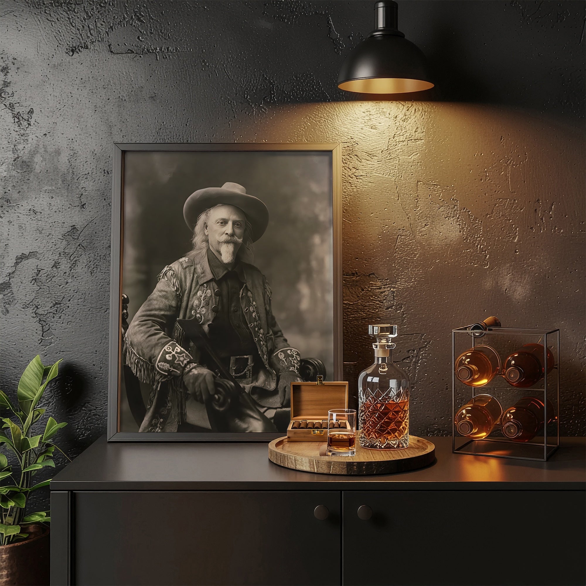 Buffalo Bill Cody: Vintage Old West Frontiersman Sepia Tone Photograph (Art Print)