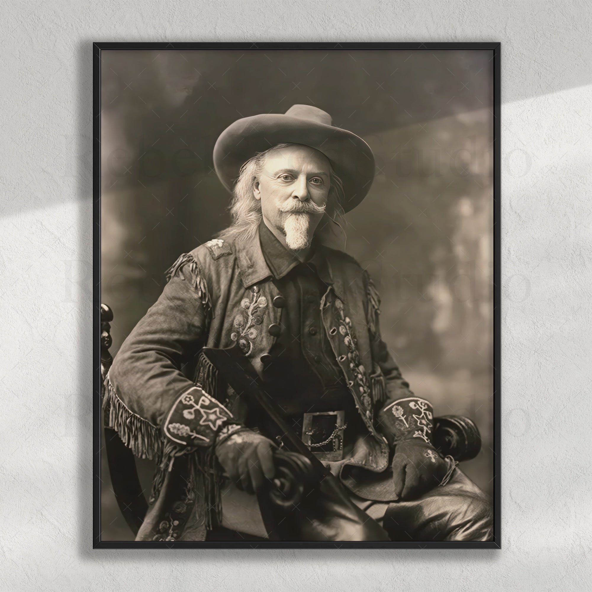 Buffalo Bill Cody: Vintage Old West Frontiersman Sepia Tone Photograph (Art Print)