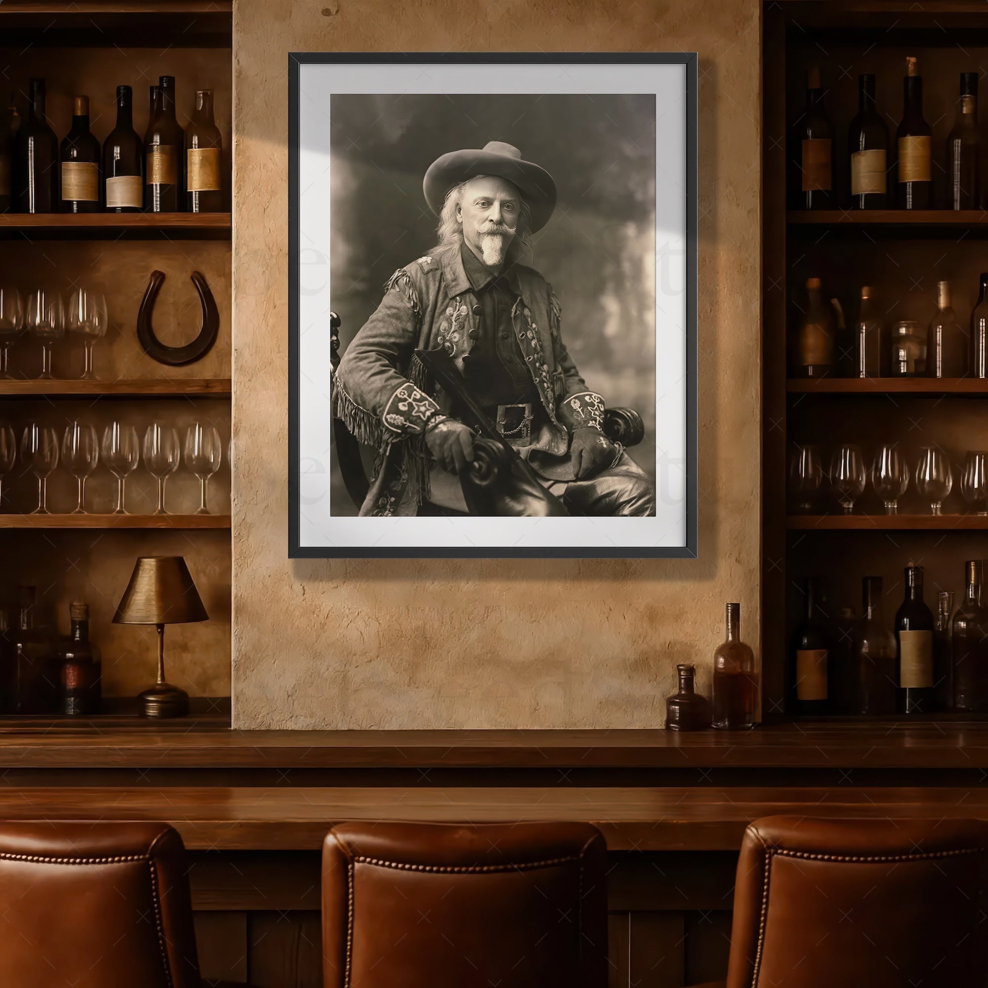 Buffalo Bill Cody: Vintage Old West Frontiersman Sepia Tone Photograph (Art Print)