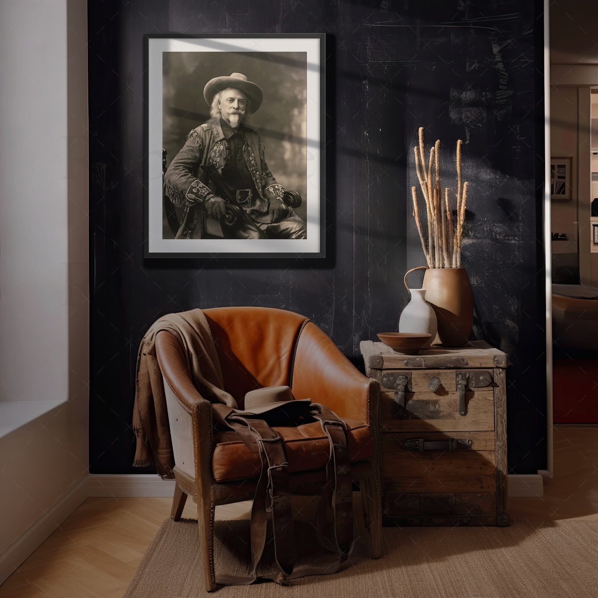 Buffalo Bill Cody: Vintage Old West Frontiersman Sepia Tone Photograph (Art Print)