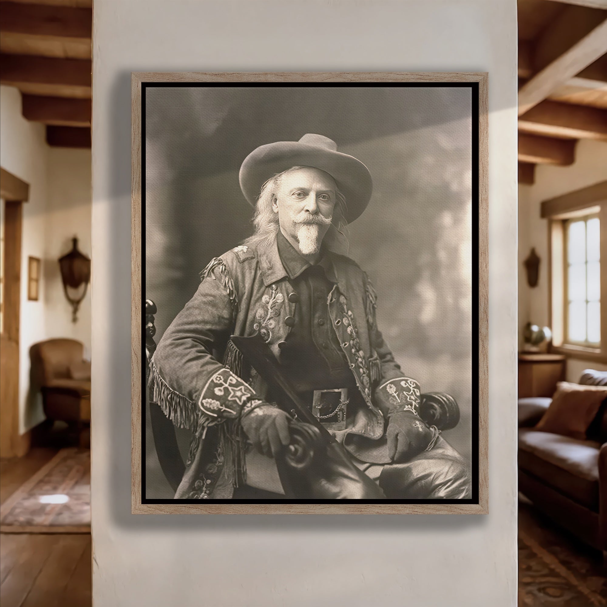 Buffalo Bill Cody: Vintage Old West Frontiersman Sepia Tone Photograph (Art Print)