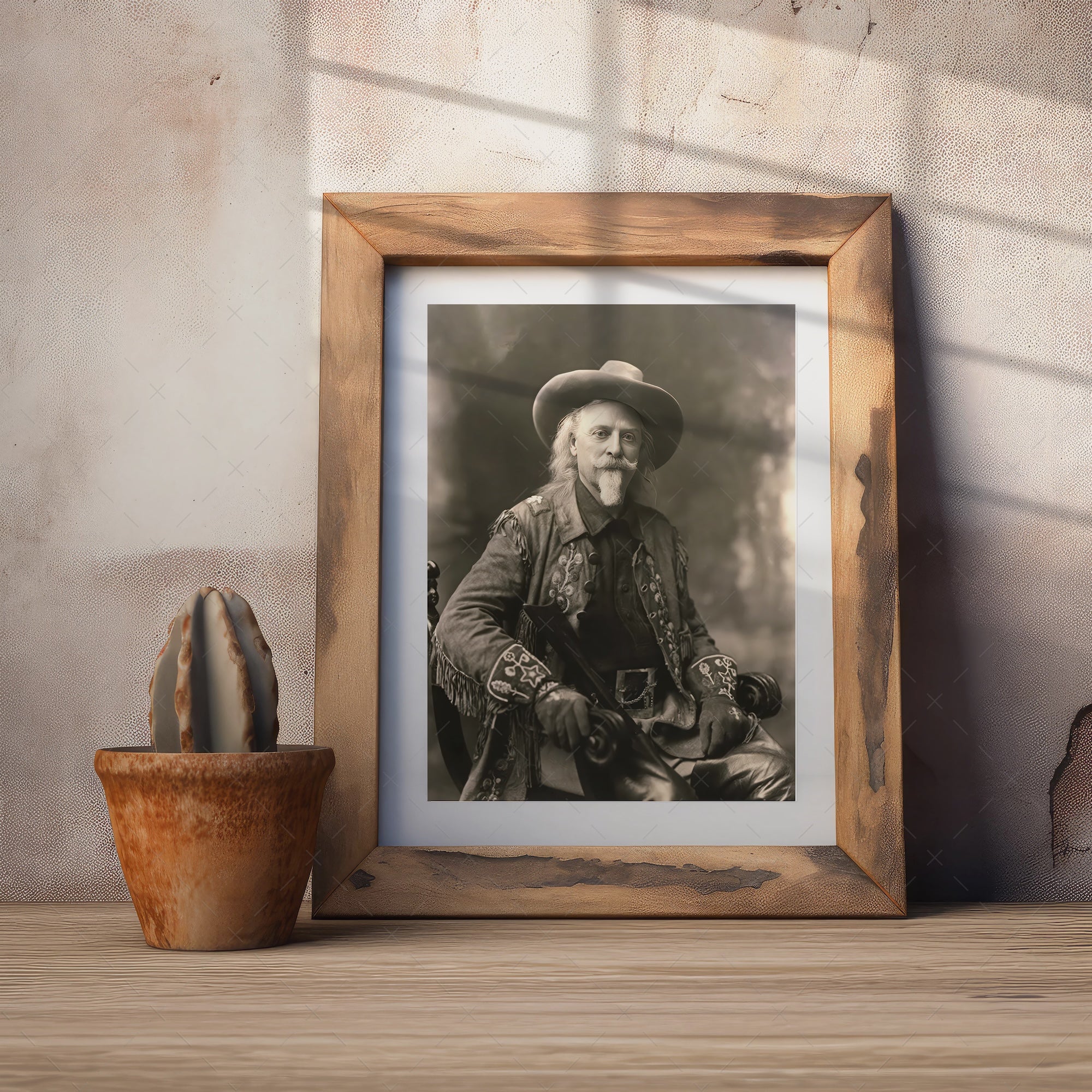 Buffalo Bill Cody: Vintage Old West Frontiersman Sepia Tone Photograph (Art Print)