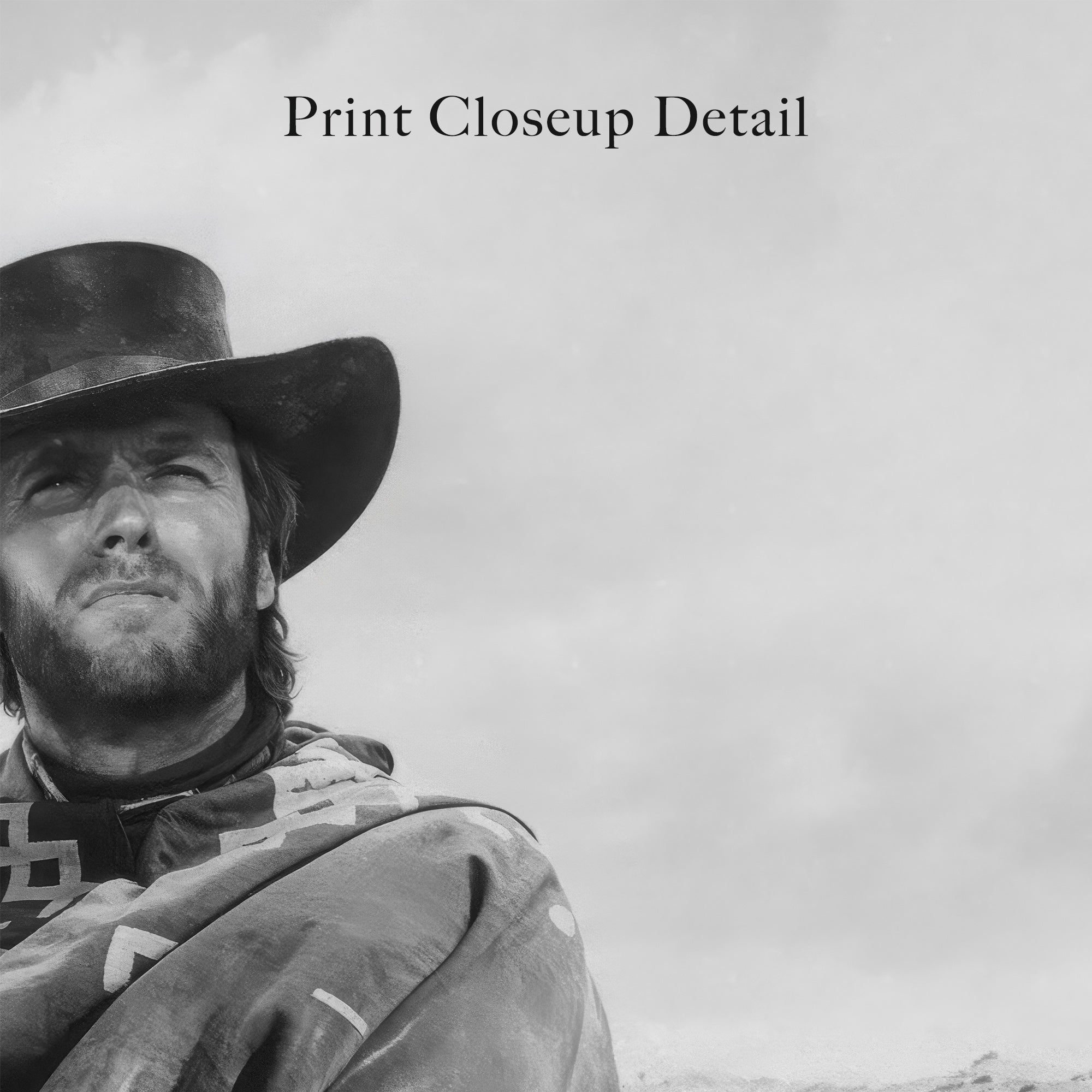 Clint Eastwood on Horseback in For A Few Dollars More Movie: Classic Spaghetti Western Film - Vintage Black & White Photo Art Print