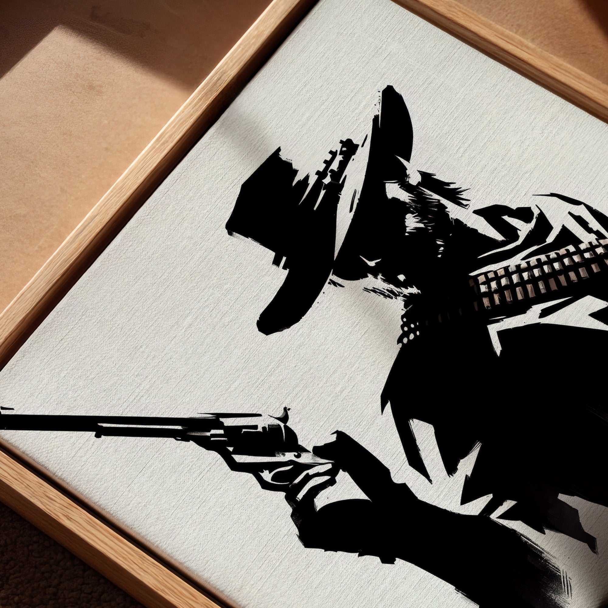 Cowboy Clint Silhouette: Clint Eastwood Inspired Black & White Western Decor (Ready-to-Hang Canvas or Ready-to-Frame Fine Art Poster Print)