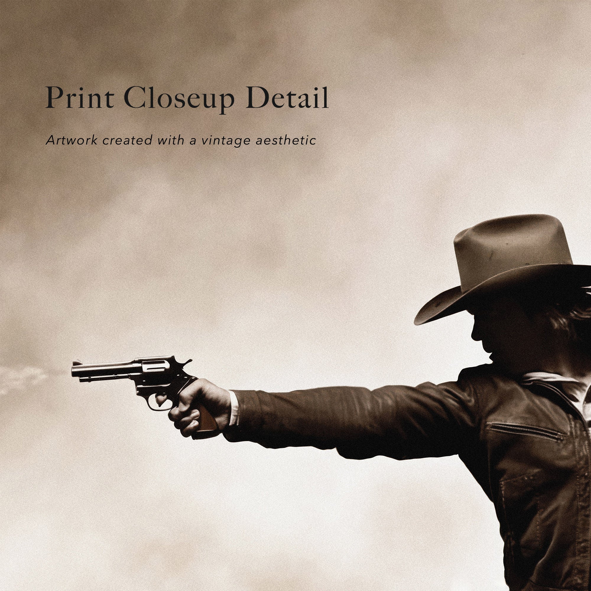 Cowboy Pistoleer: Wild West Shootout - Vintage Sepia Art Print