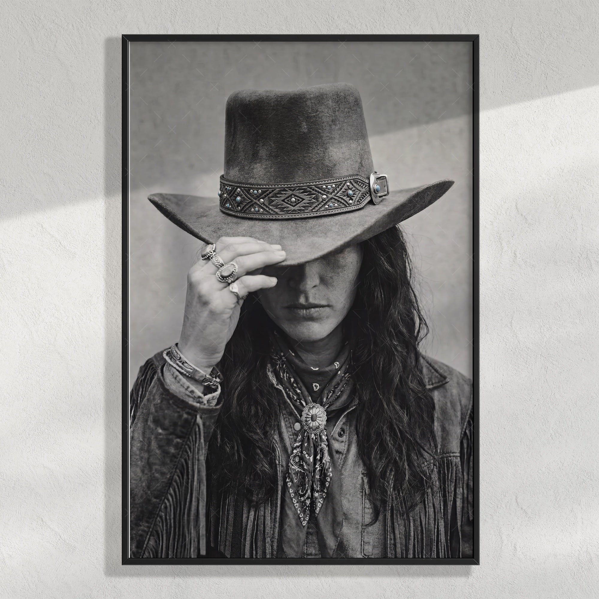 Cowgirl Tipping Her Hat: Western Photo Style Art Print