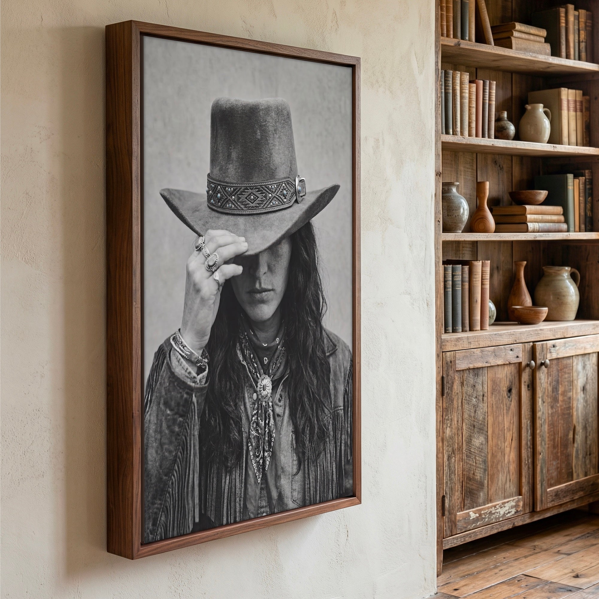 Cowgirl Tipping Her Hat: Western Photo Style Art Print